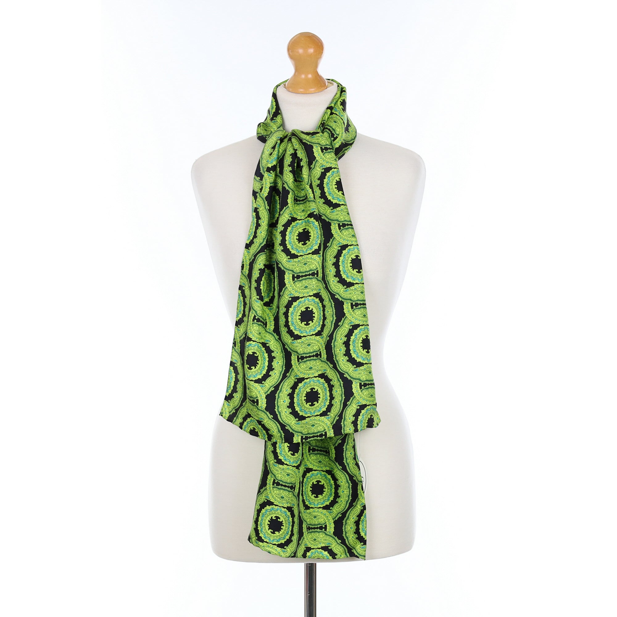 Brand New Charlotte Sparre Green and Black Silk Scarf
