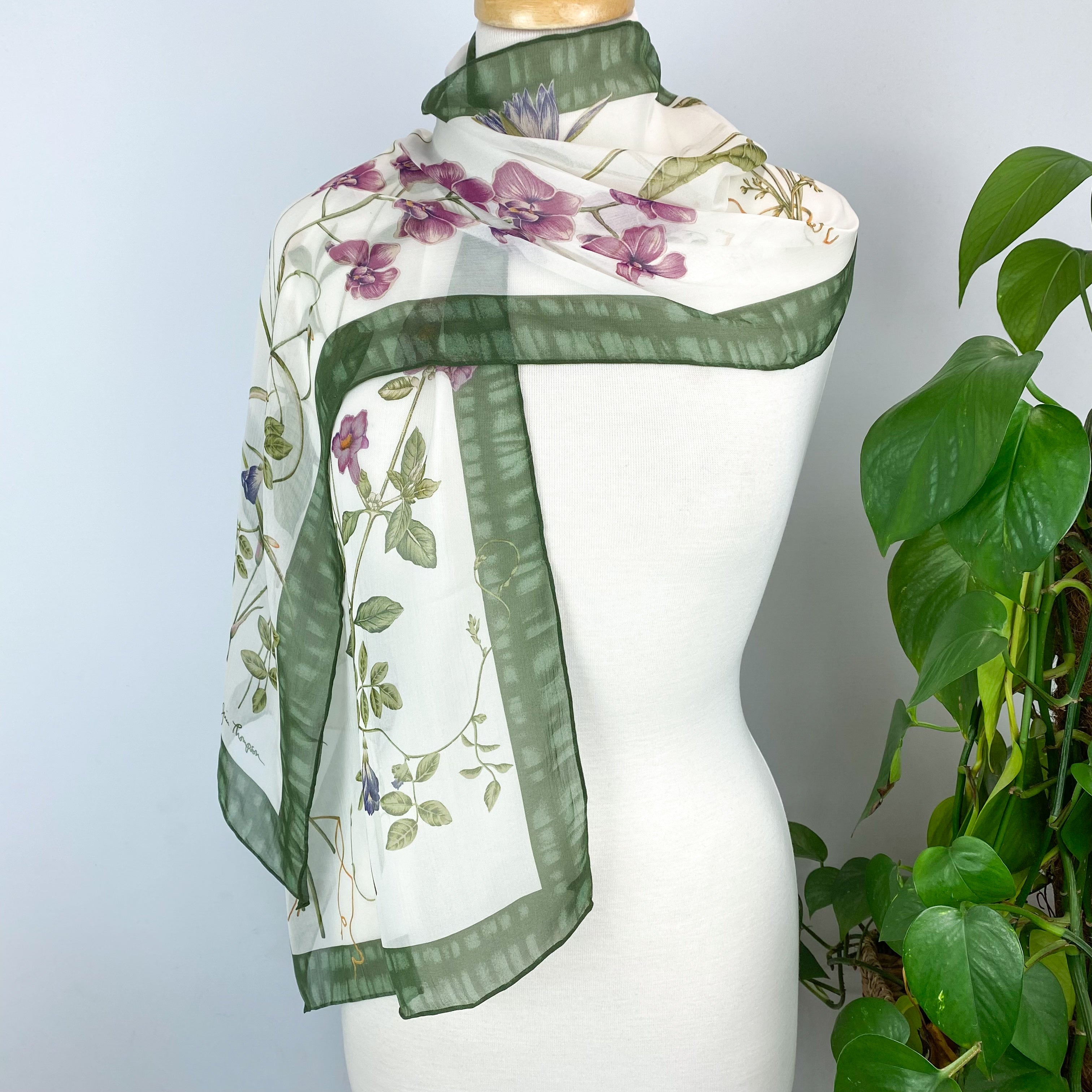 Brand New Jim Thompson Floral Silk Scarf