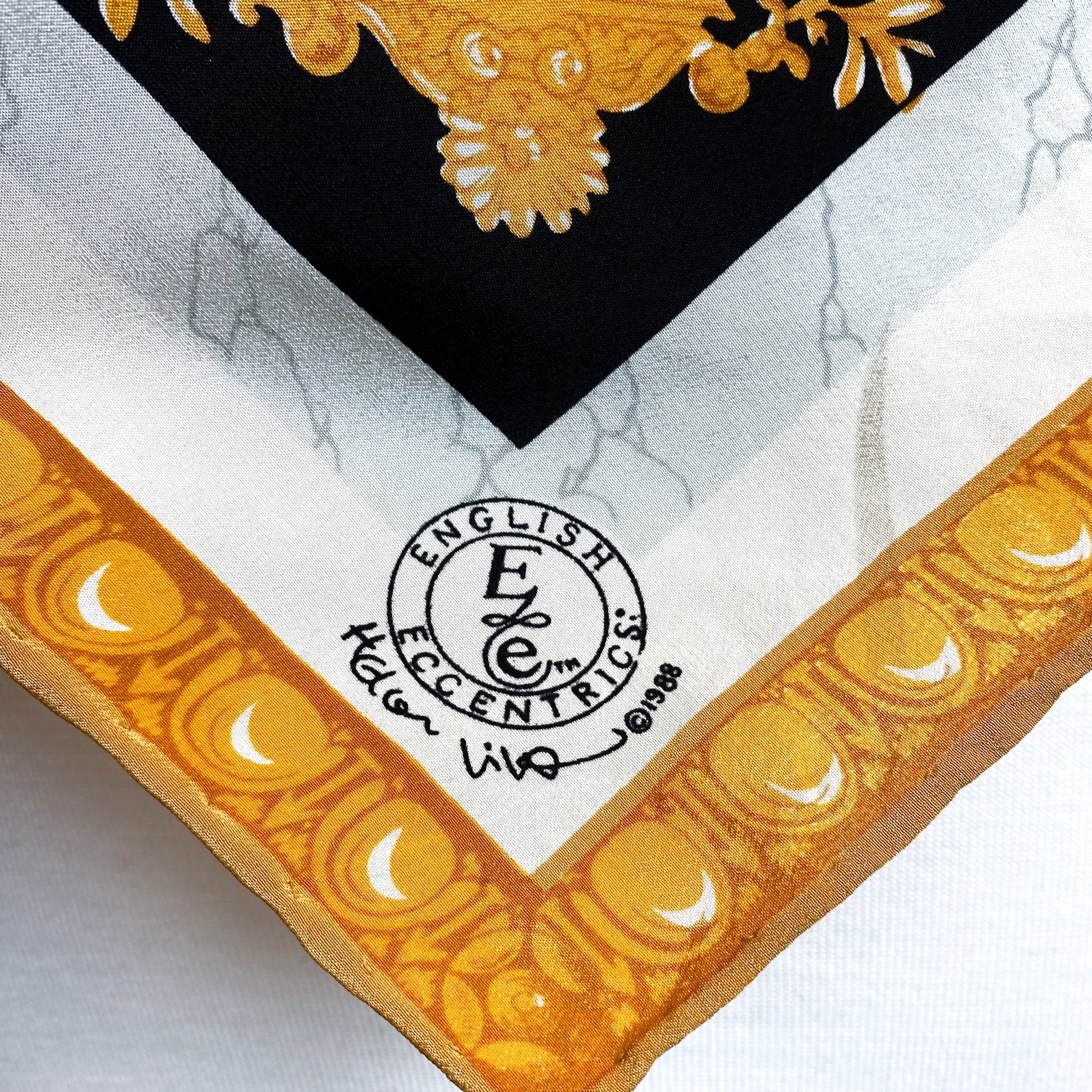 English Eccentrics 1980s Vintage Designer Silk Scarf