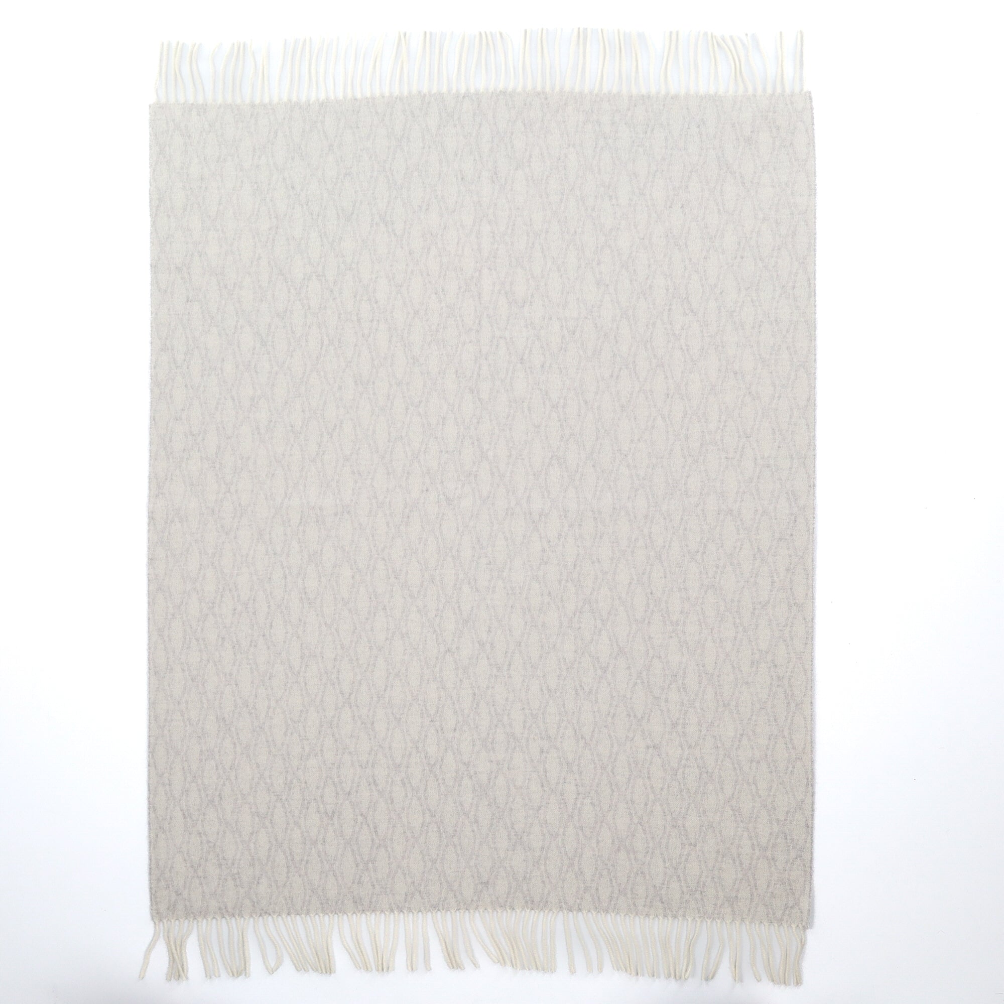 Brand New English Frost Grey Patterned Luxury Woven Cashmere Cot Blanket
