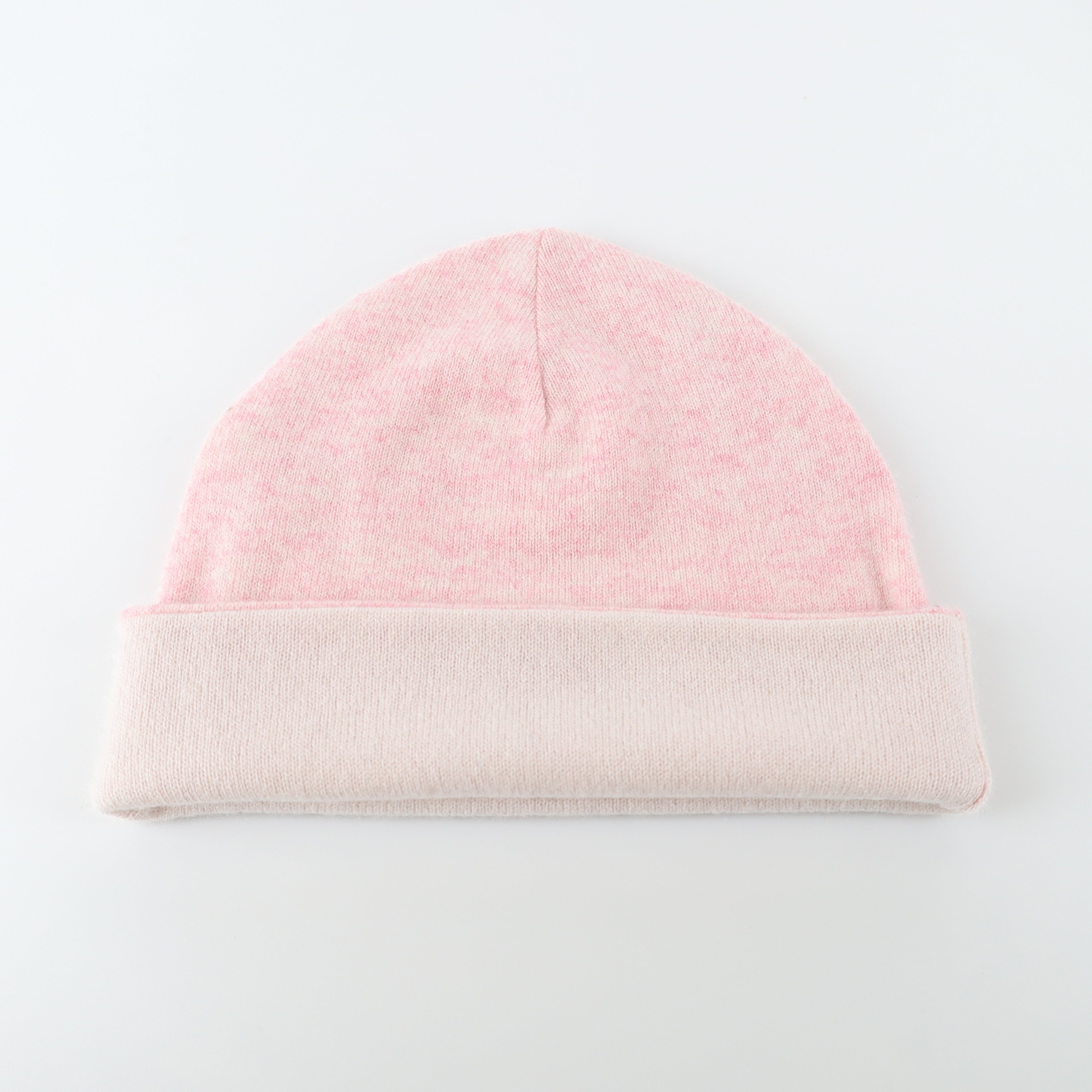 Ice Pink and Pink Marl Reversible Cashmere Beanie Hat