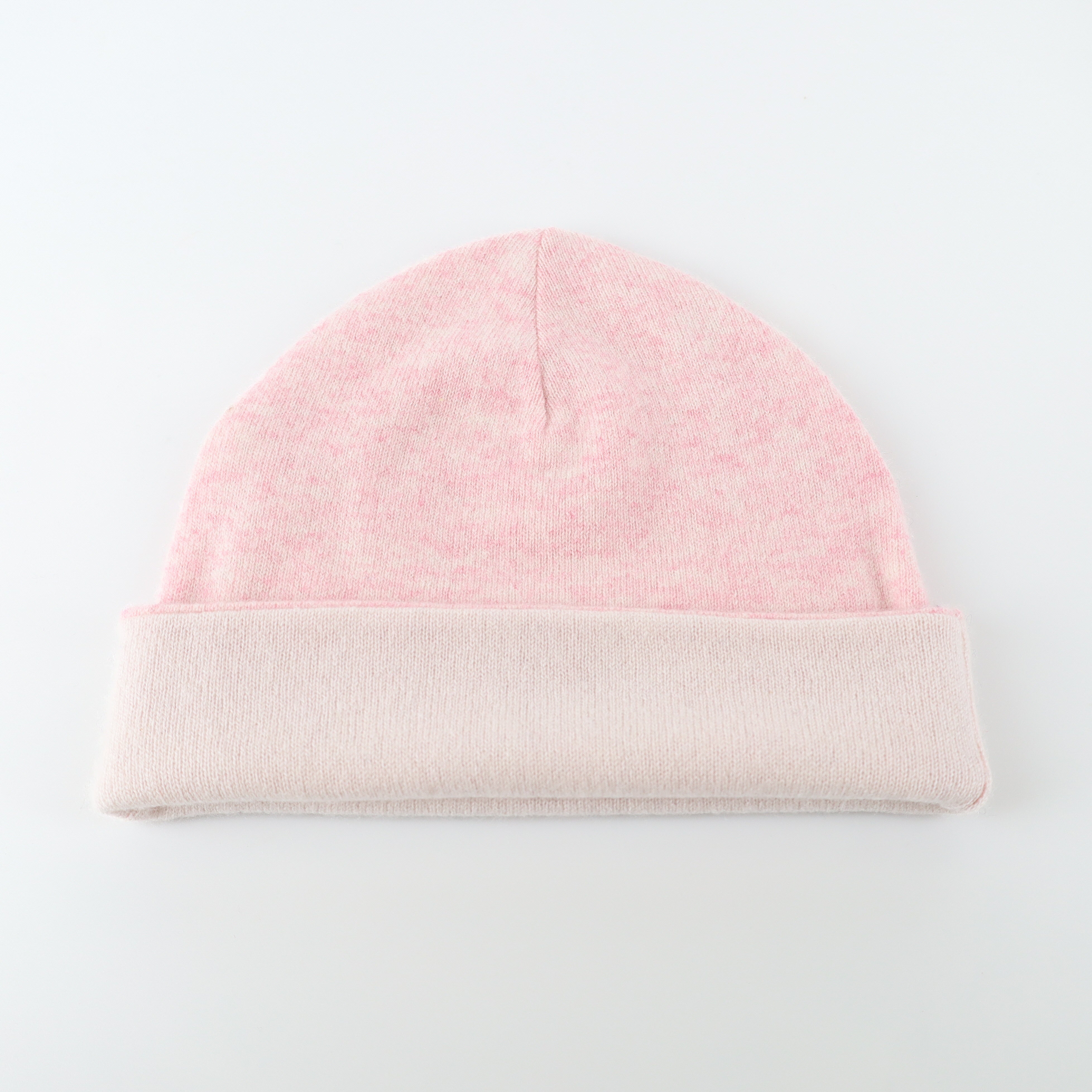 Ice Pink and Pink Marl Reversible Cashmere Beanie Hat