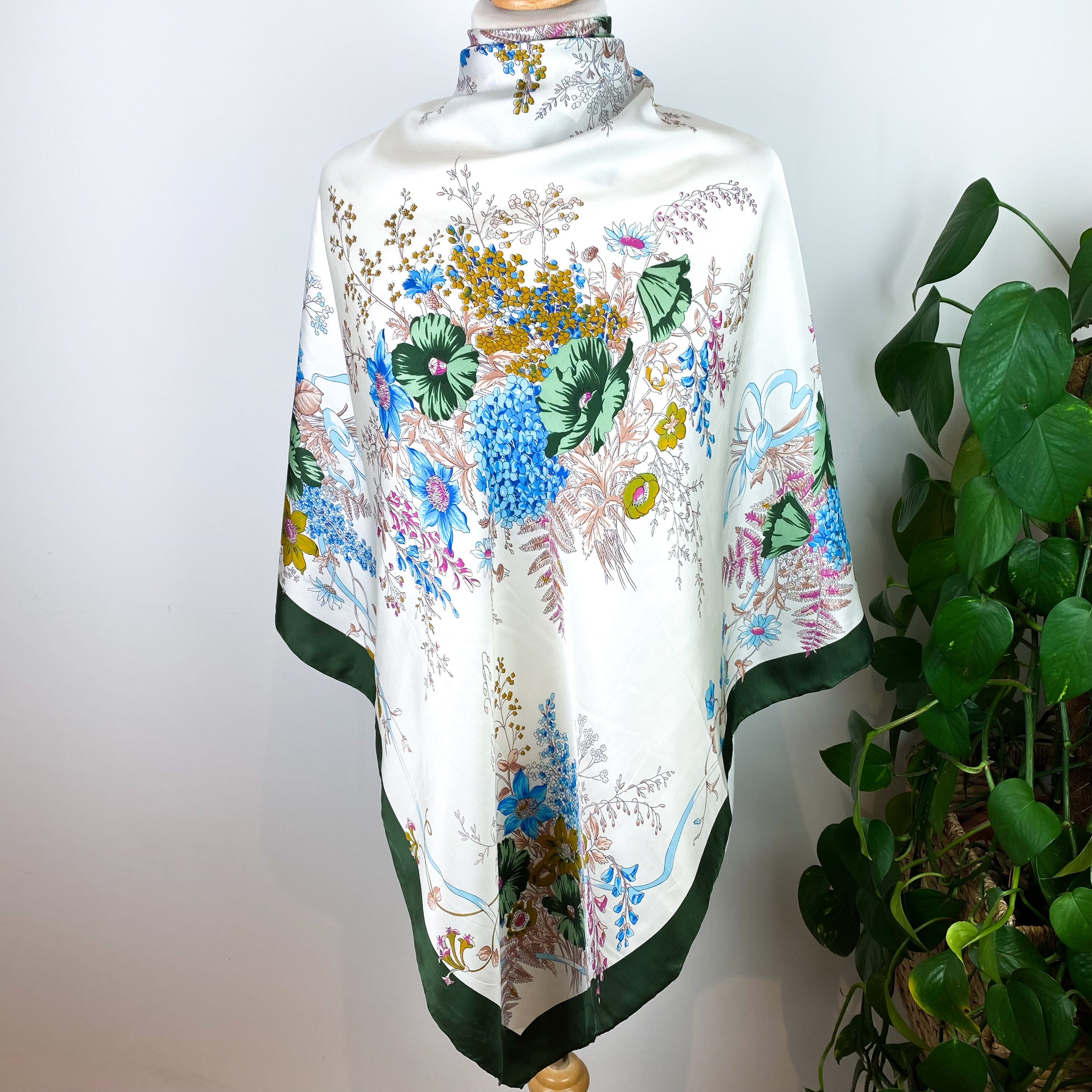 Pretty Large Floral Silk Scarf