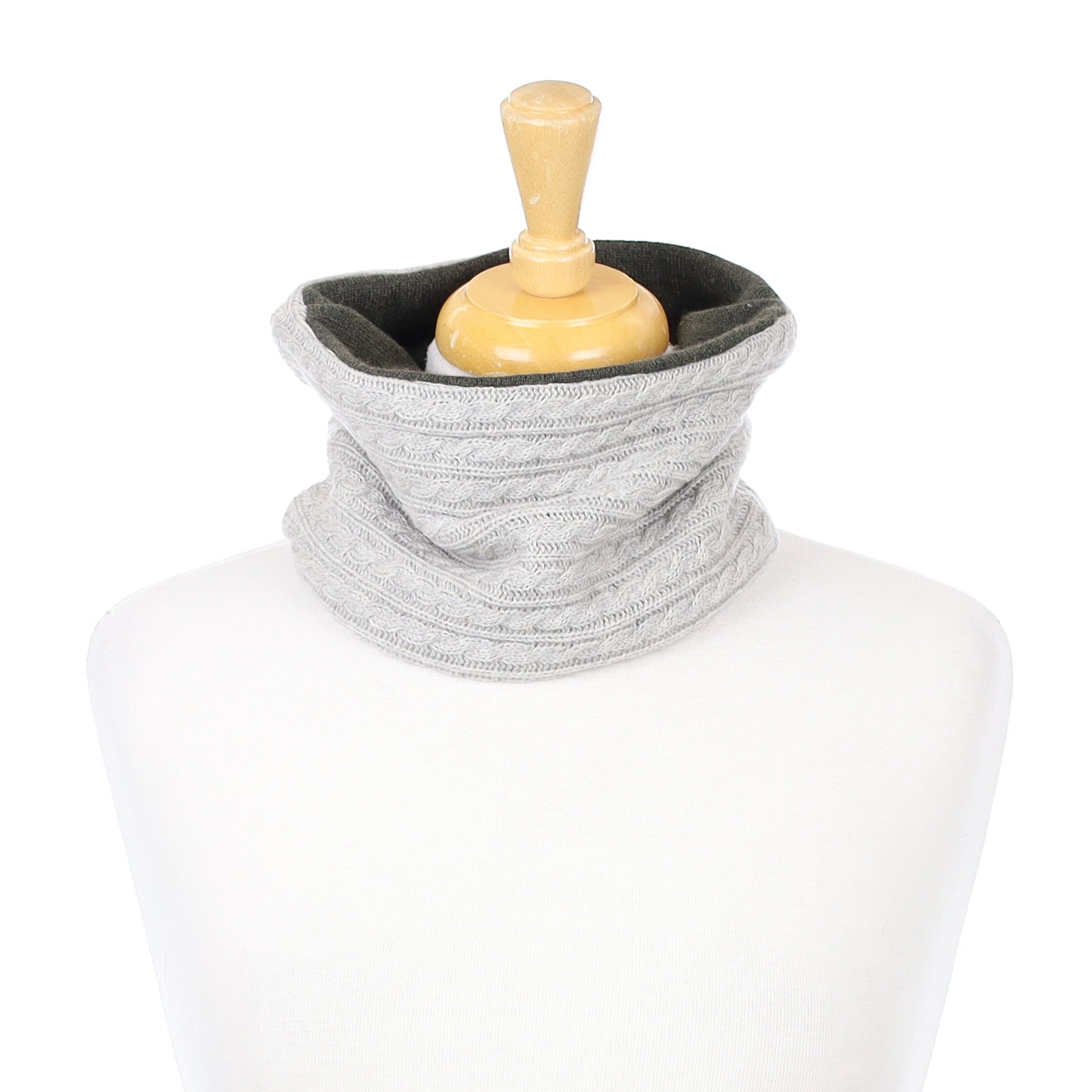 Smoke Grey and Khaki Cable Knit Neck Warmer