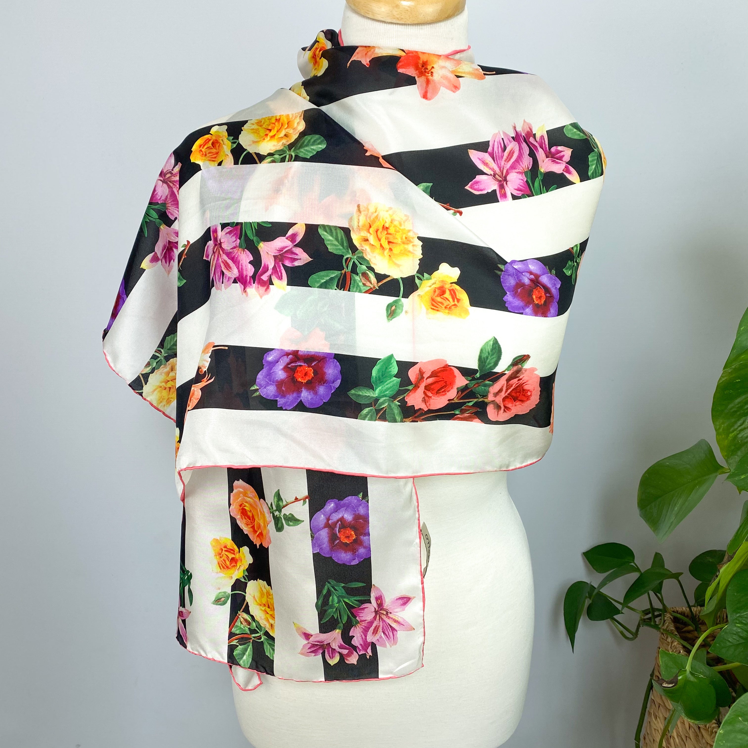 Codello Long Floral Silk Scarf