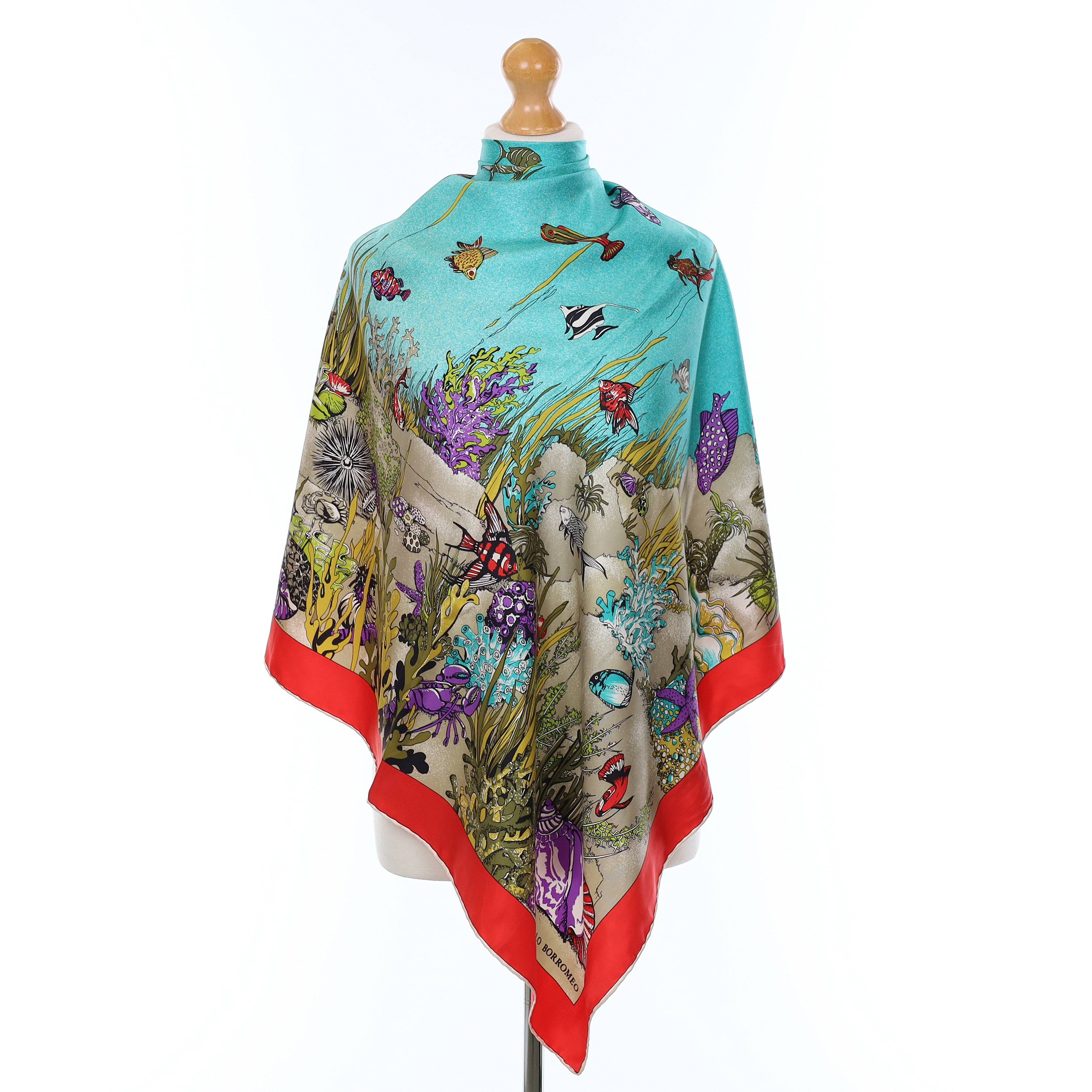 Manolo Borromeo Aquatic Vintage Silk Scarf