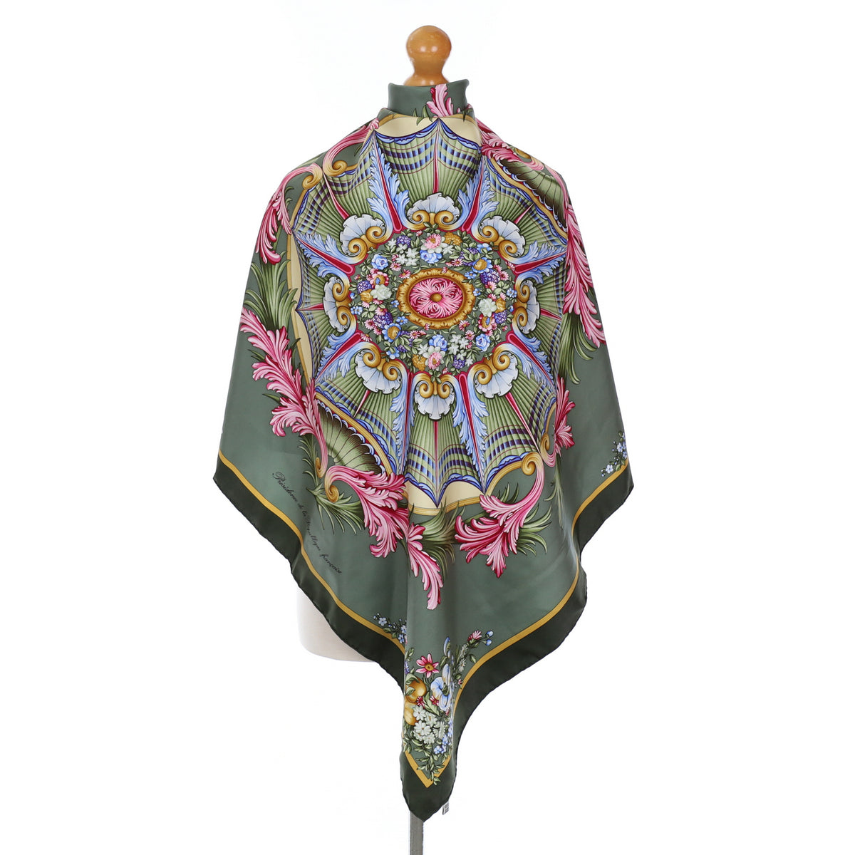 Immaculate French Abstract Floral Vintage Silk Scarf