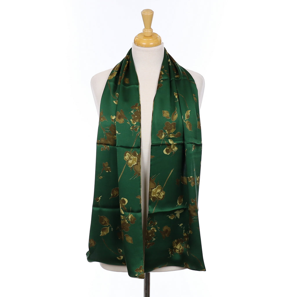 Brand New Cornelia James Green Floral Long Silk Scarf