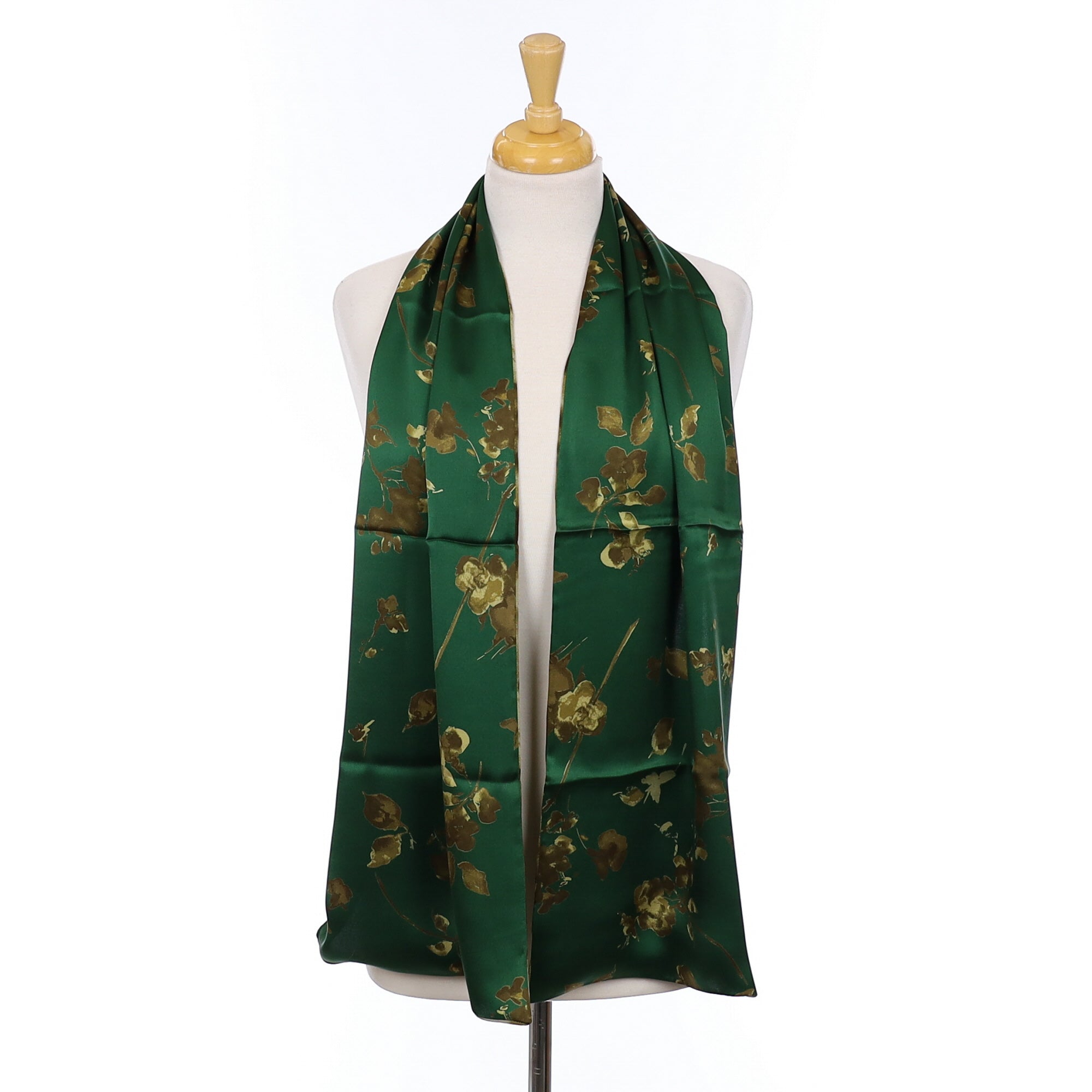 Brand New Cornelia James Green Floral Long Silk Scarf