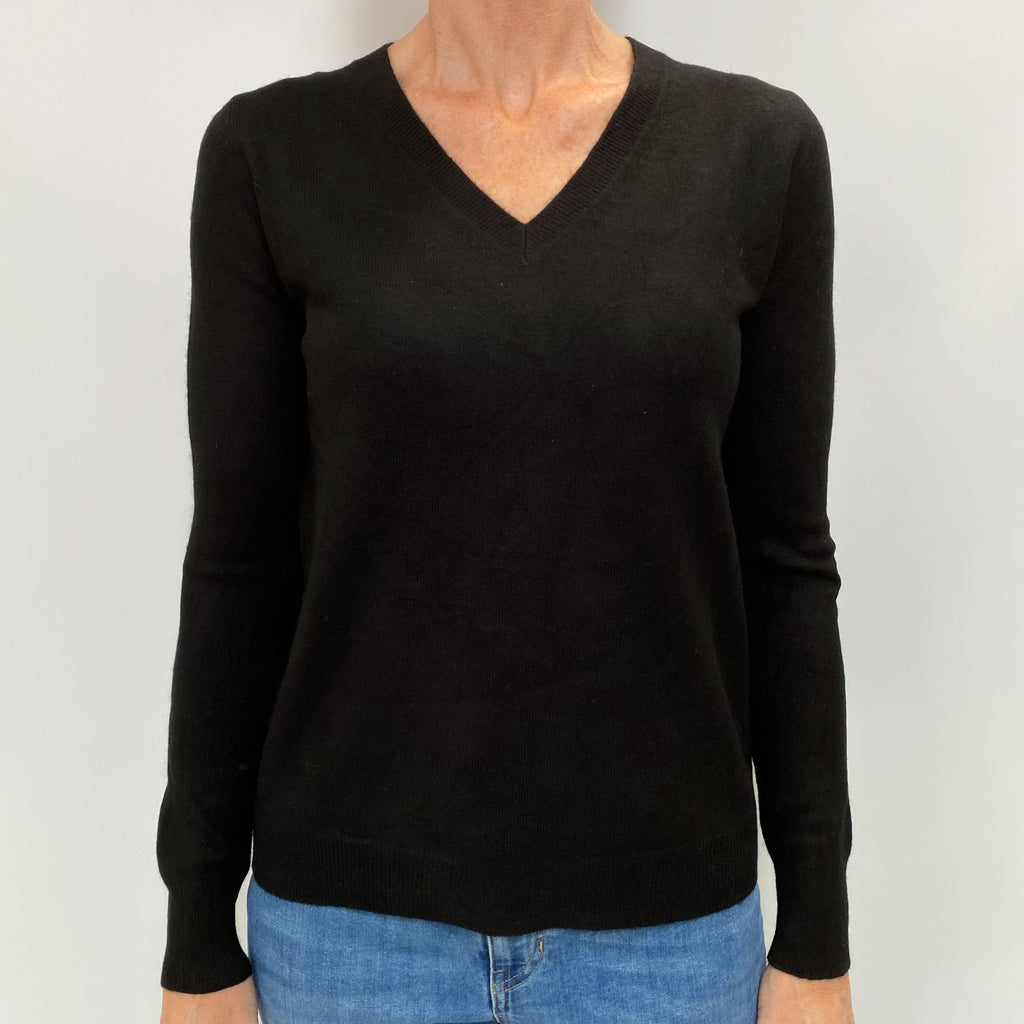 Black Cashmere V Neck Jumper Small