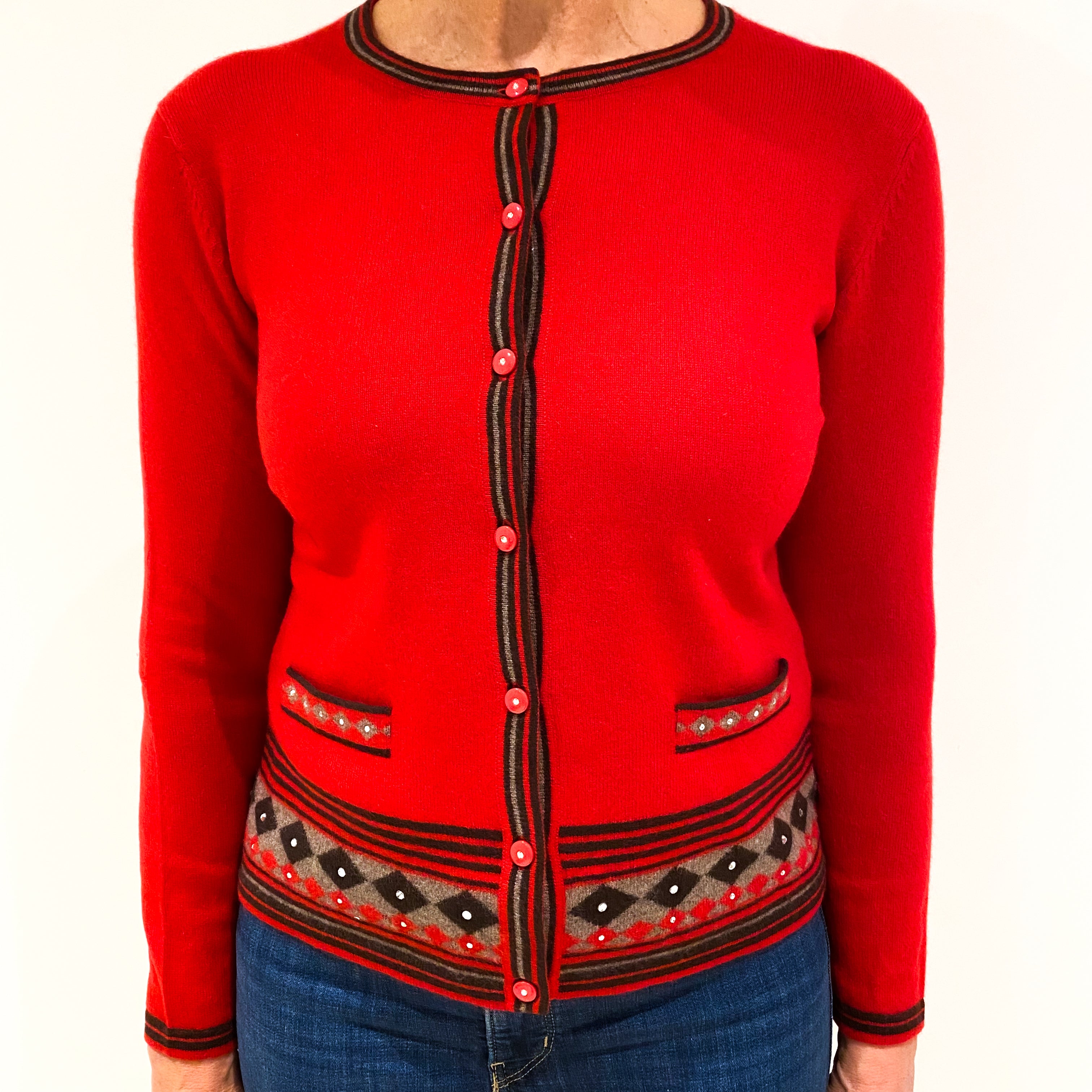 Scarlet Red Cashmere Cardigan Medium