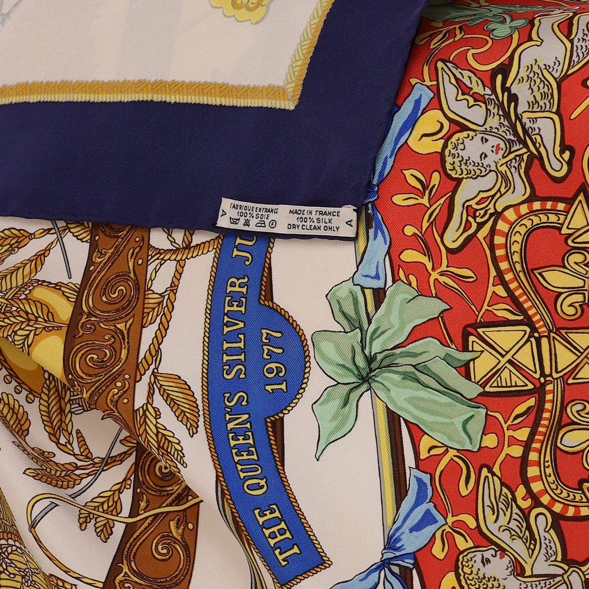 Rare Hermès The Queen’s Silver Jubilee Silk Scarf