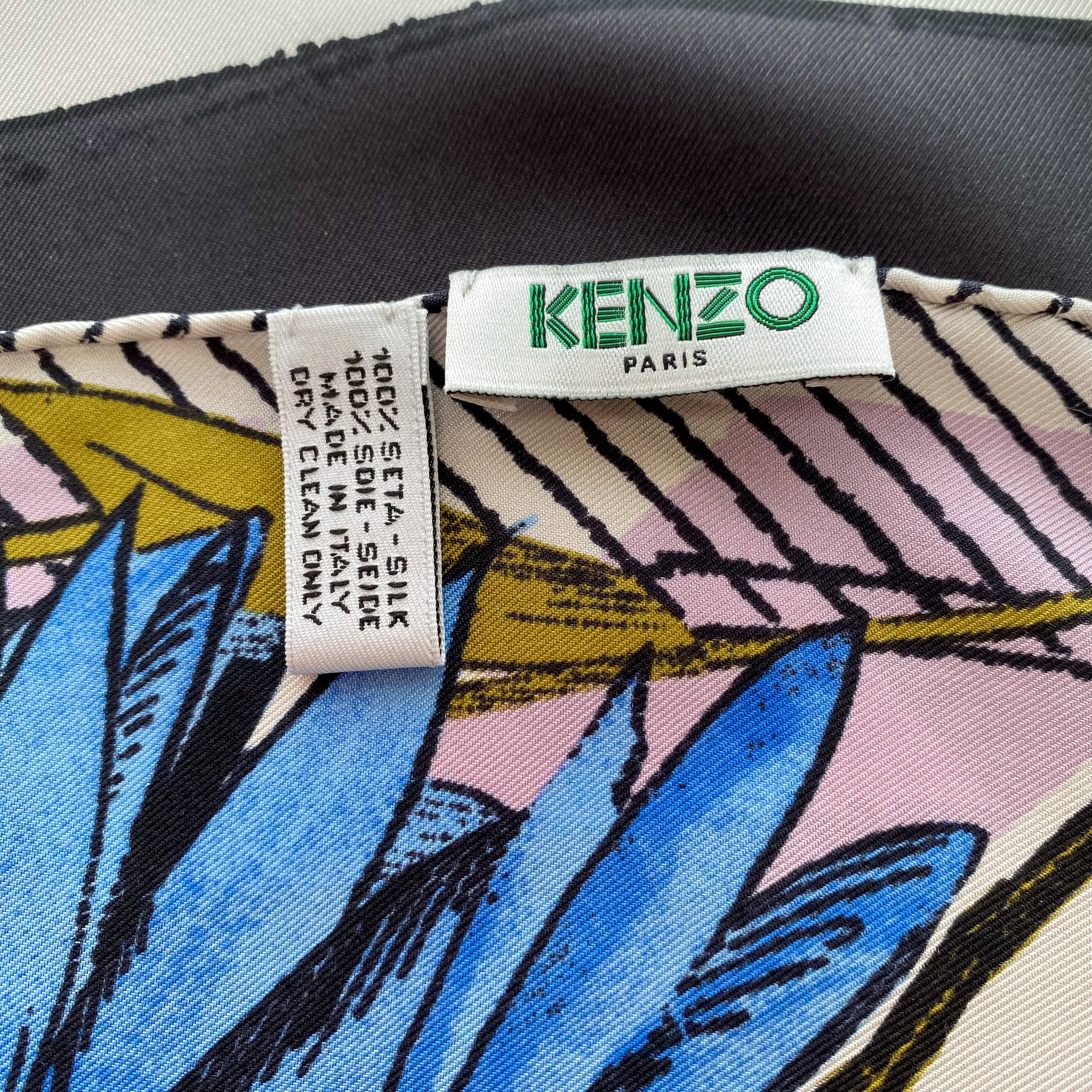 Kenzo Abstract Designer Silk Scarf