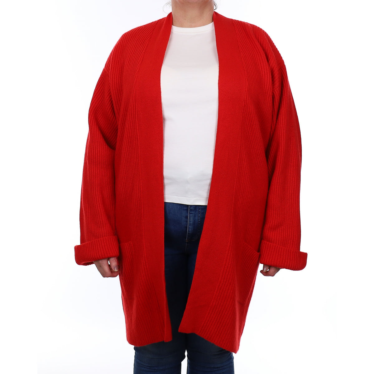 Scottish Vintage Red Extra Chunky Ribbed Cashmere Loungewear Cardigan 3XL
