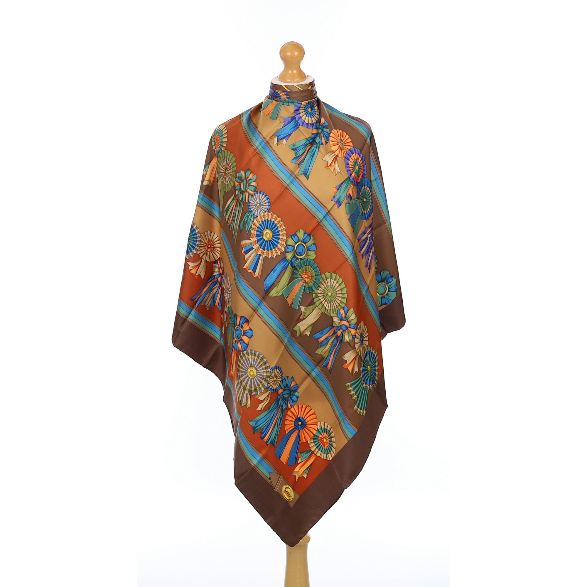 Brand New Gucci 1970’s Rosette Vintage Silk Scarf