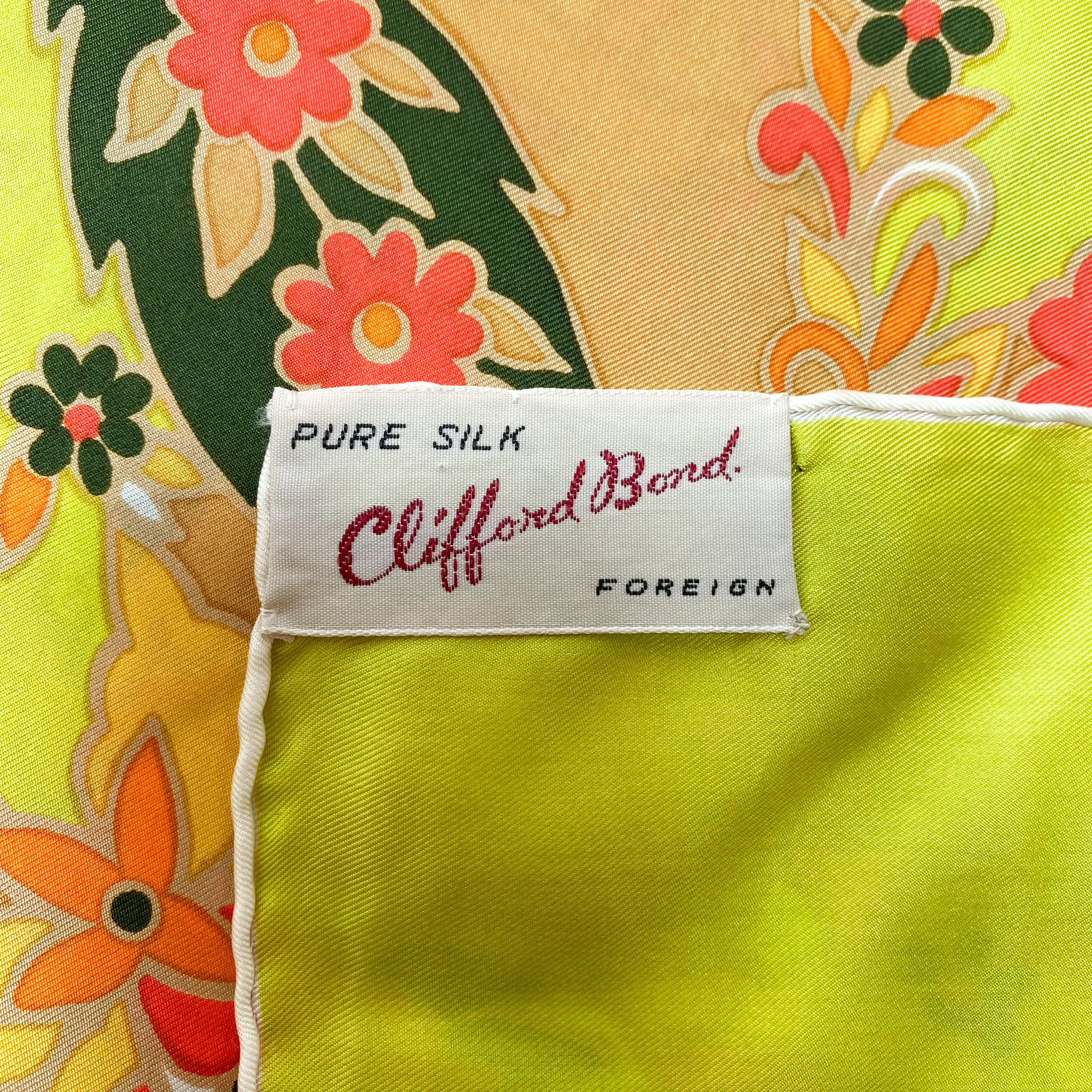 Clifford Bond Floral Vintage Silk Scarf