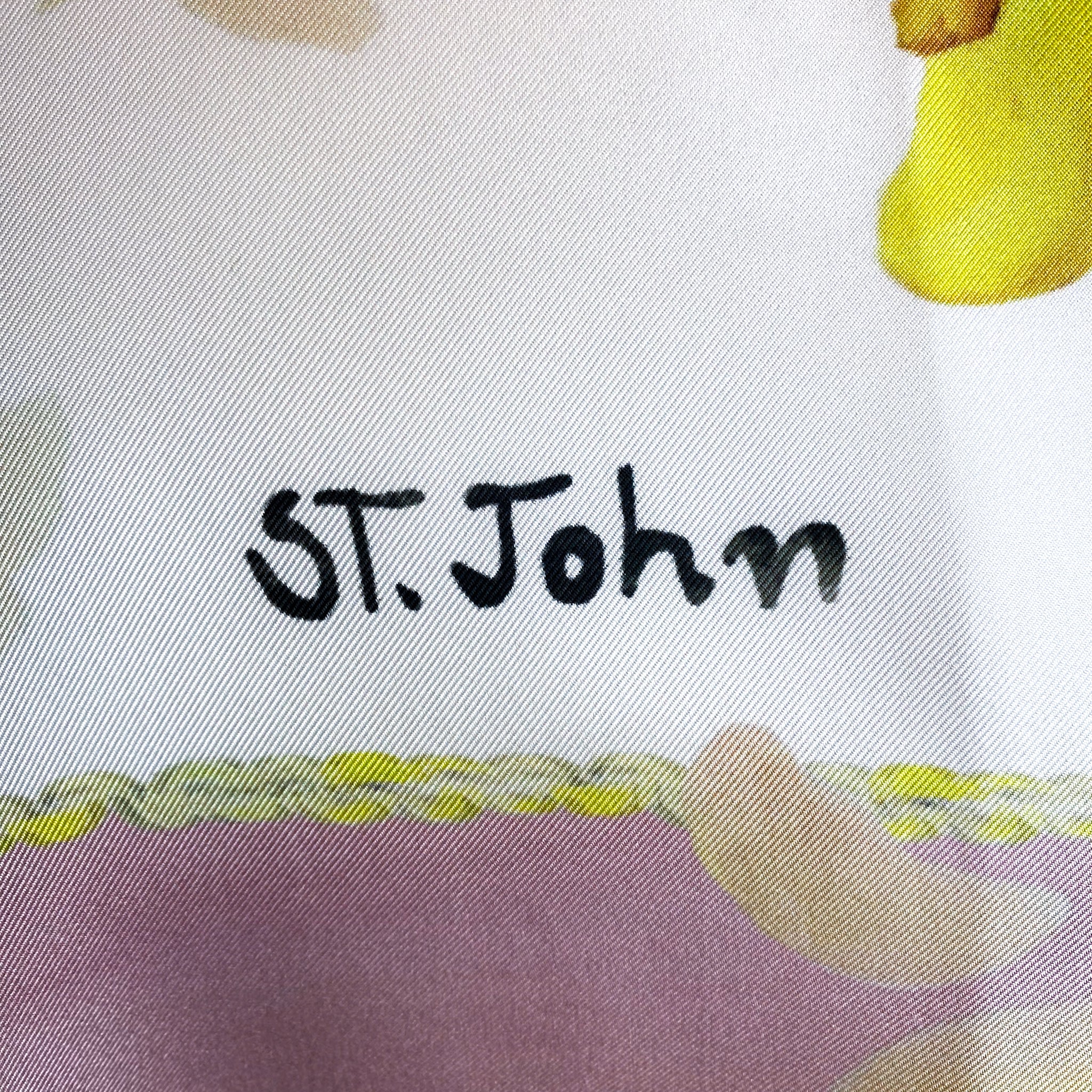 Unworn Boxed St John Floral Silk Scarf
