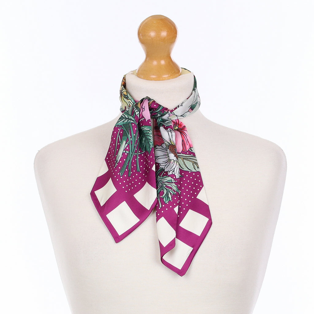 Neck Tie Floral Silk Scarf