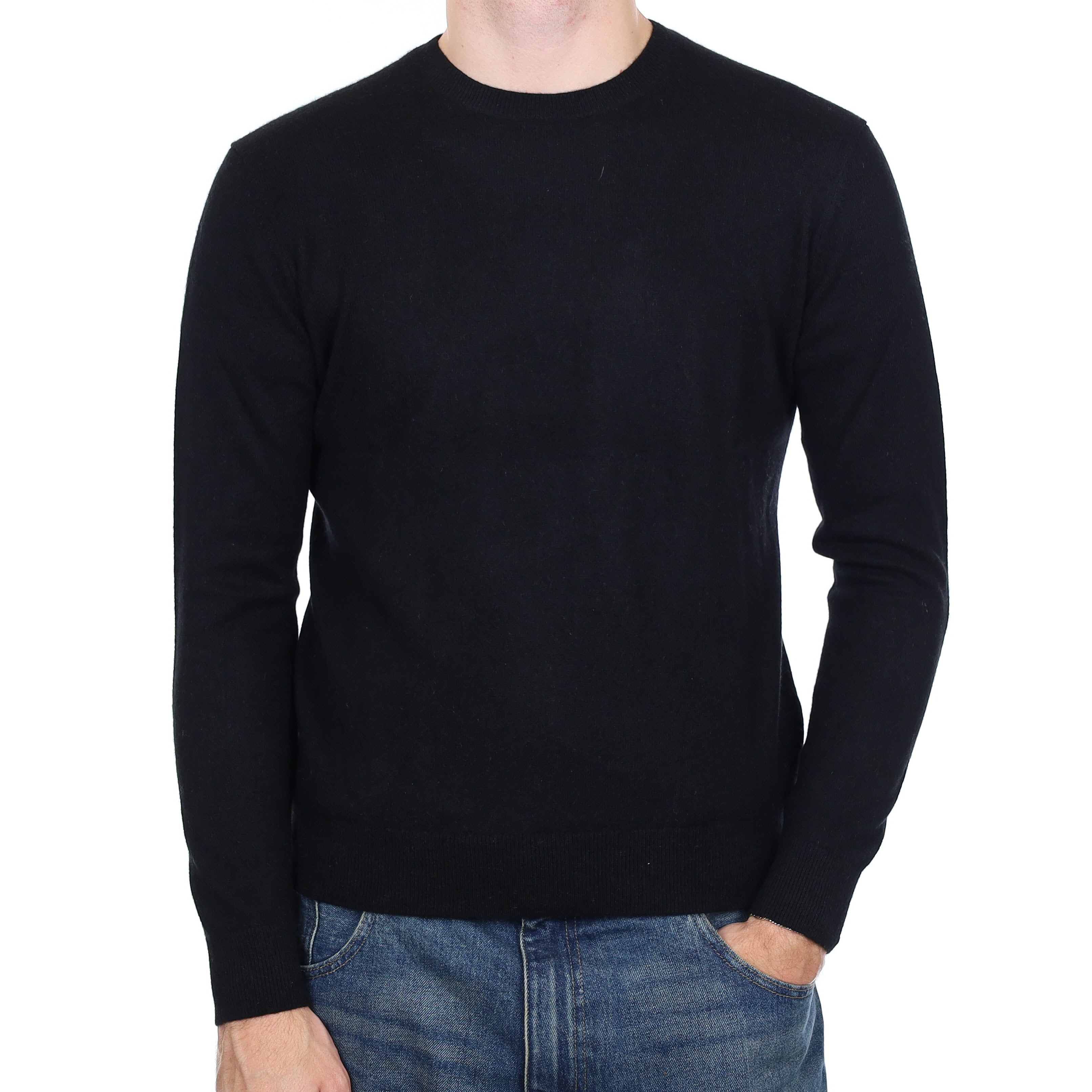 Men’s Black Cashmere Crew Neck Jumper Medium