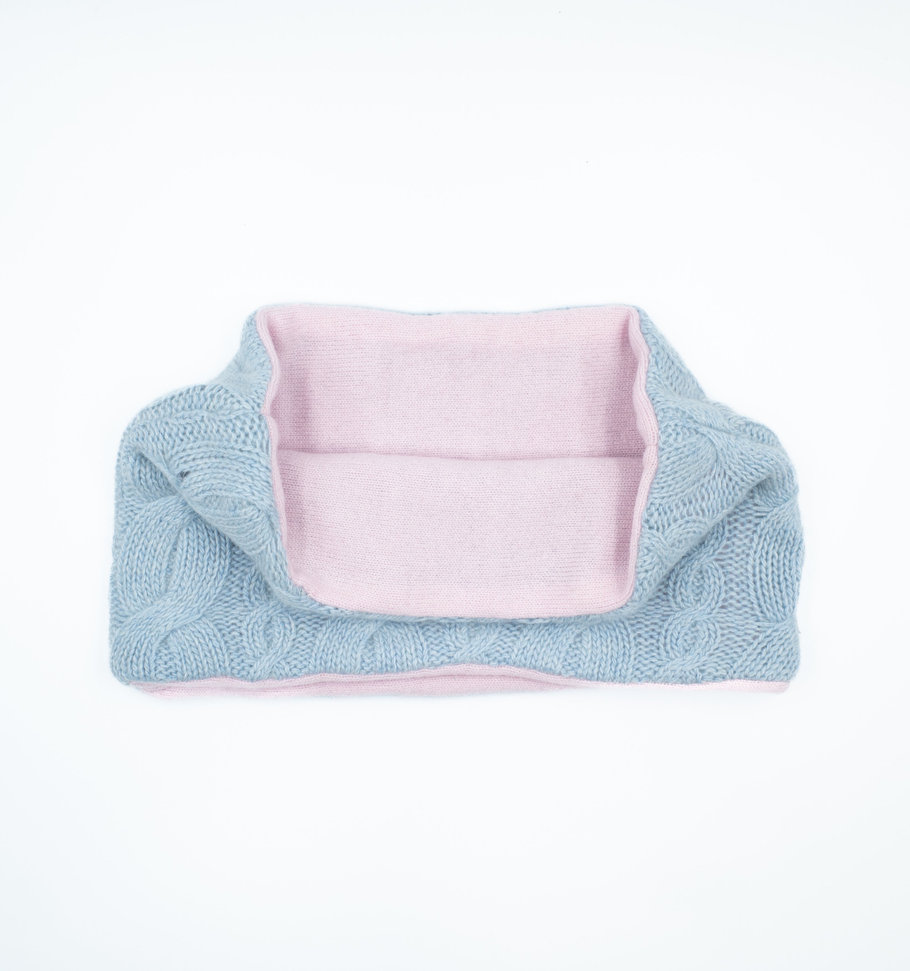 Sky Blue Cable and Baby Pink Neck Warmer