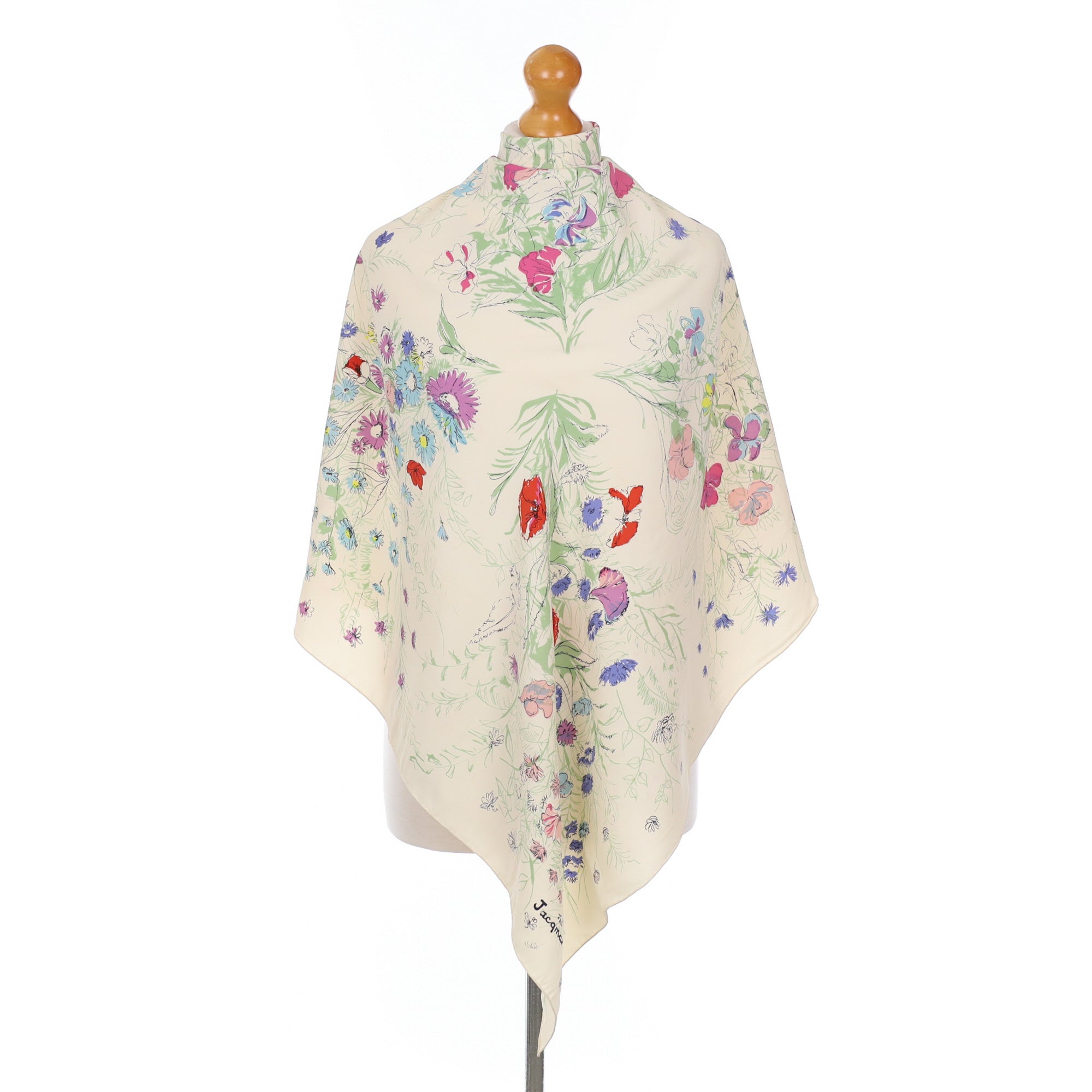 Jacqmar Floral Cream Vintage Silk Scarf