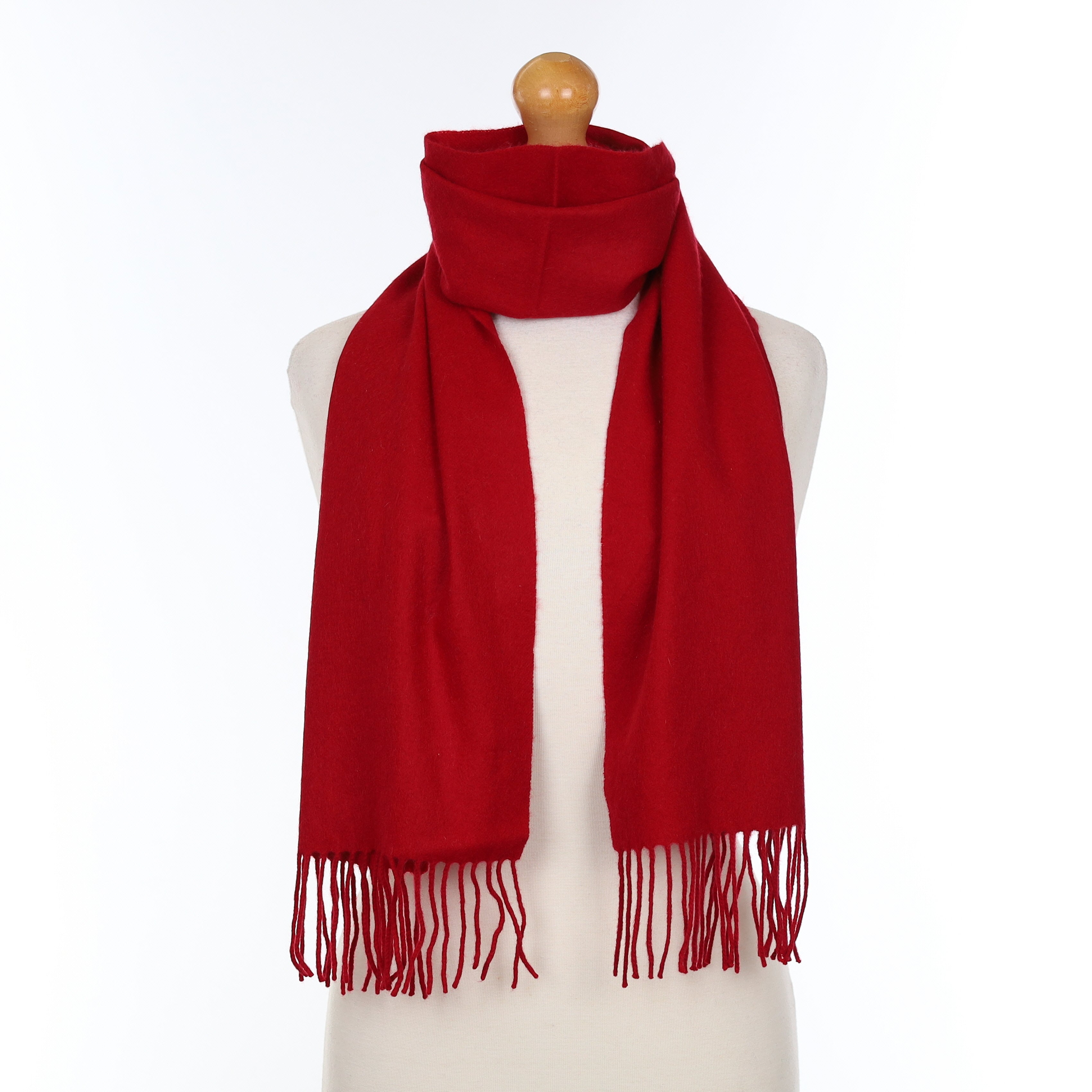 Crimson Red Cashmere Woven Scarf