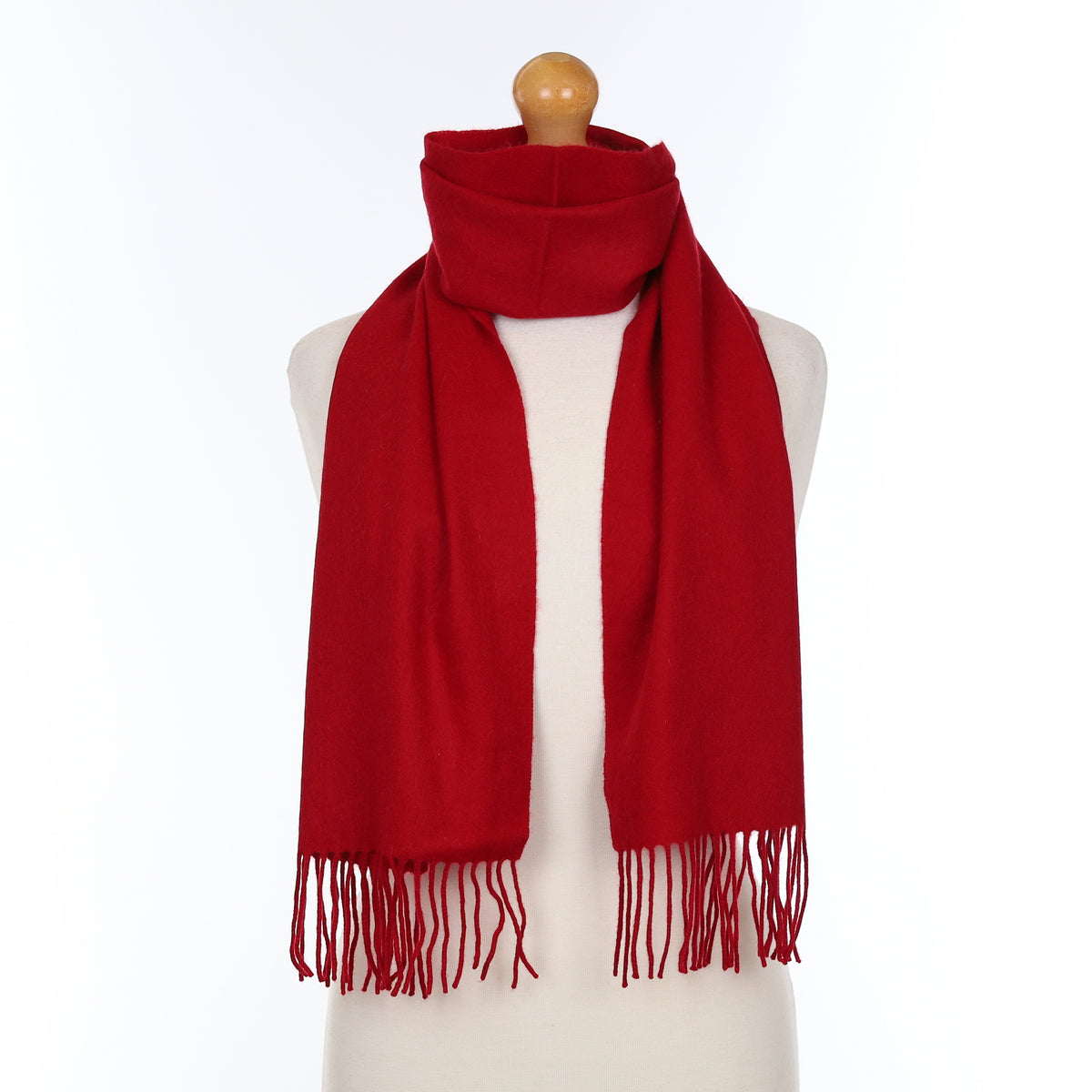 Crimson Red Cashmere Woven Scarf
