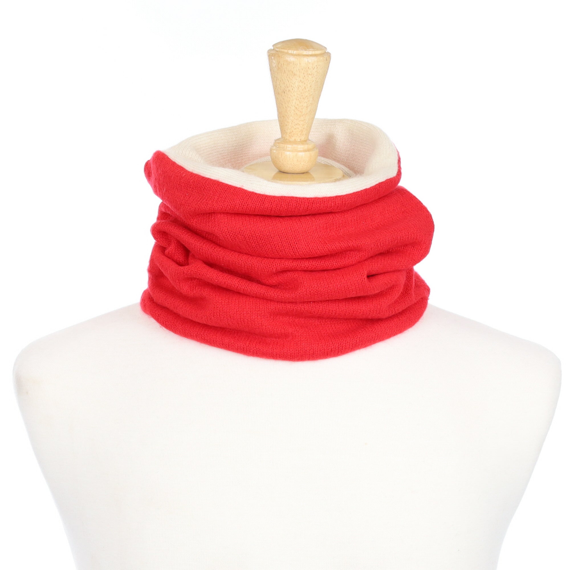 Scarlet Red and Cream Luxury Double Layered Snood