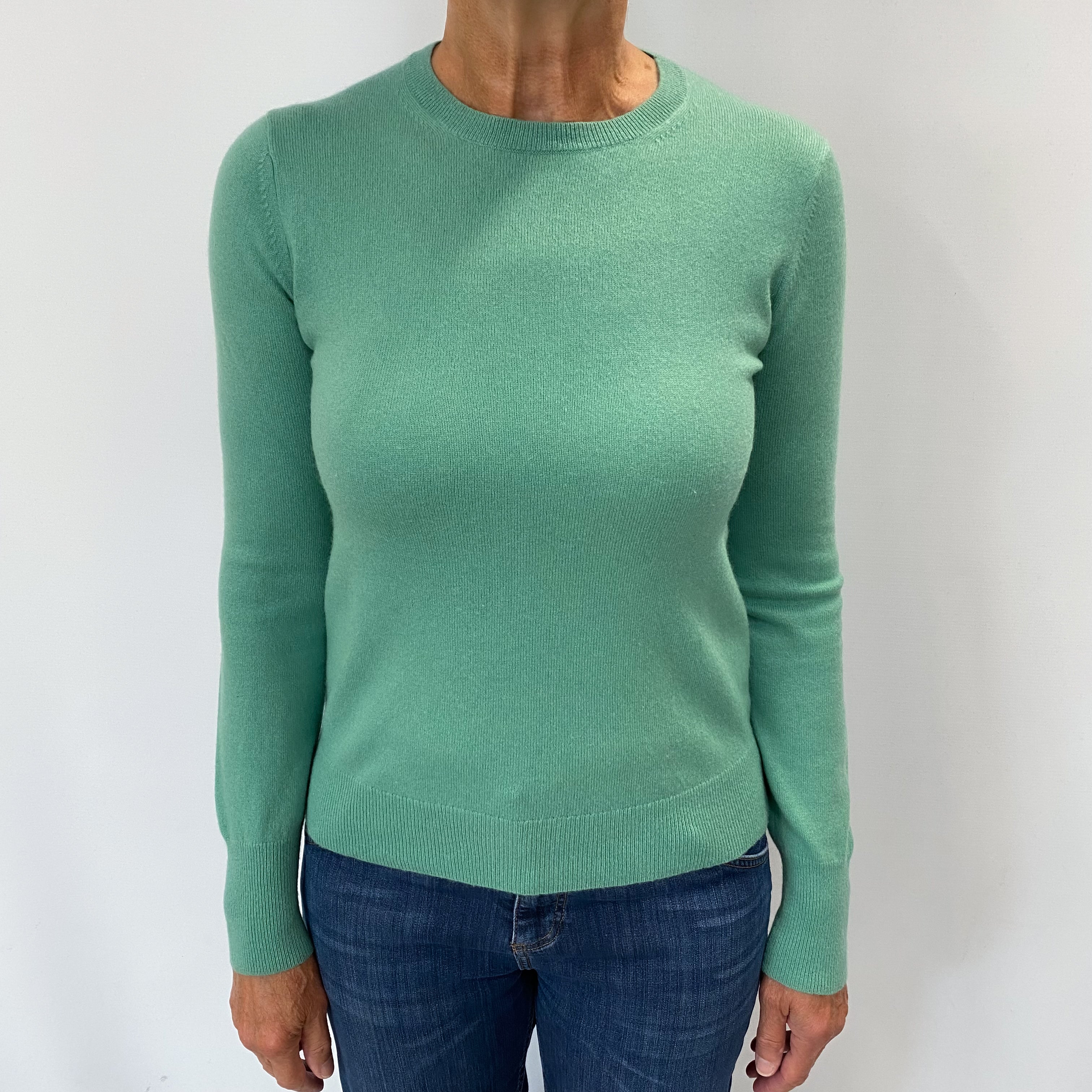 Seafoam Green Cashmere Crew Neck Jumper Medium