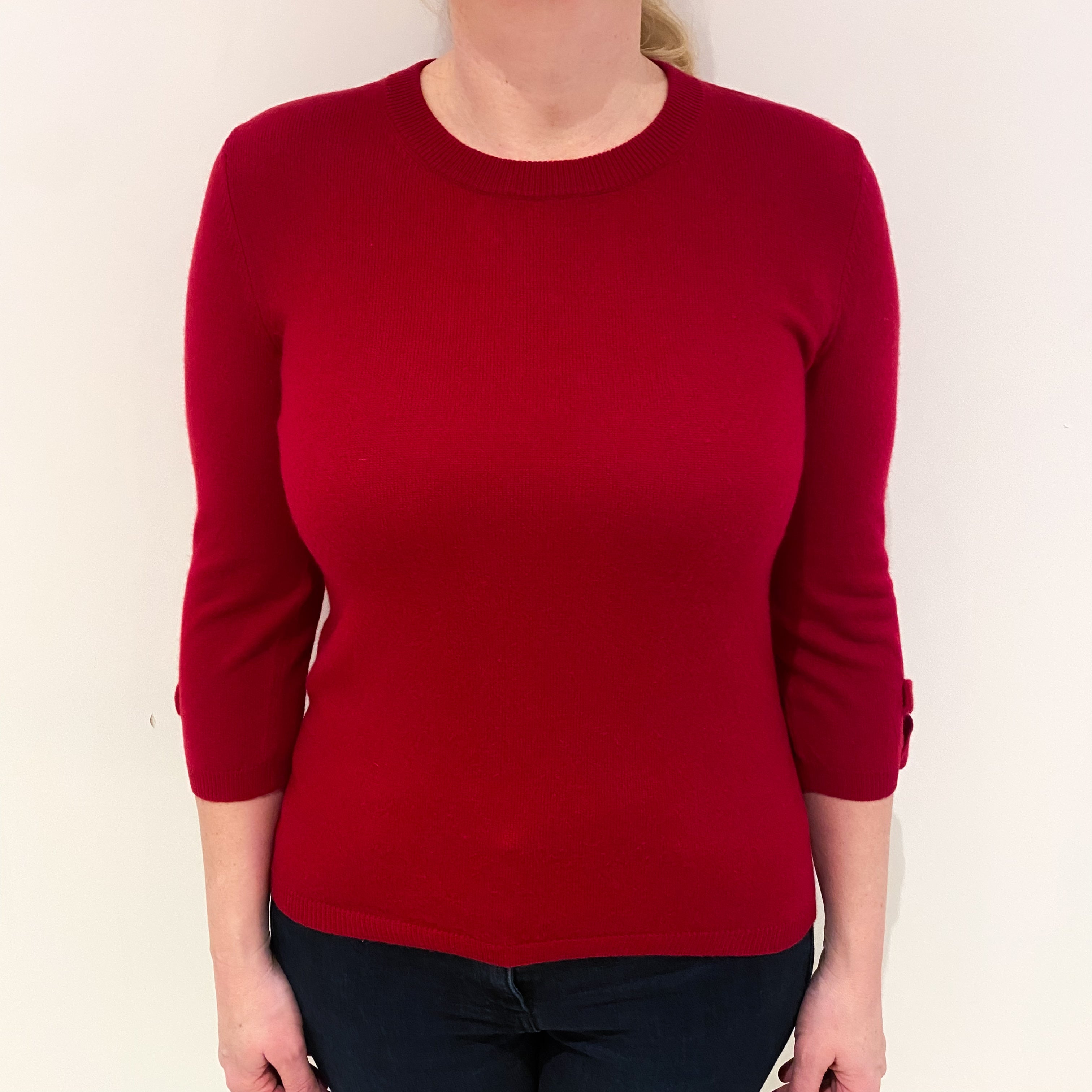 Ruby Red Cashmere Crew Neck Jumper Large