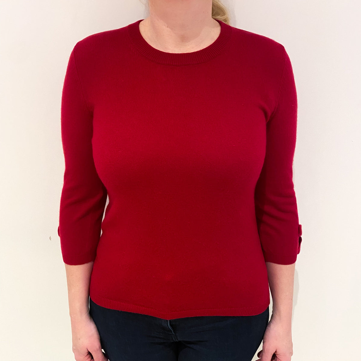 Ruby Red Cashmere Crew Neck Jumper Large