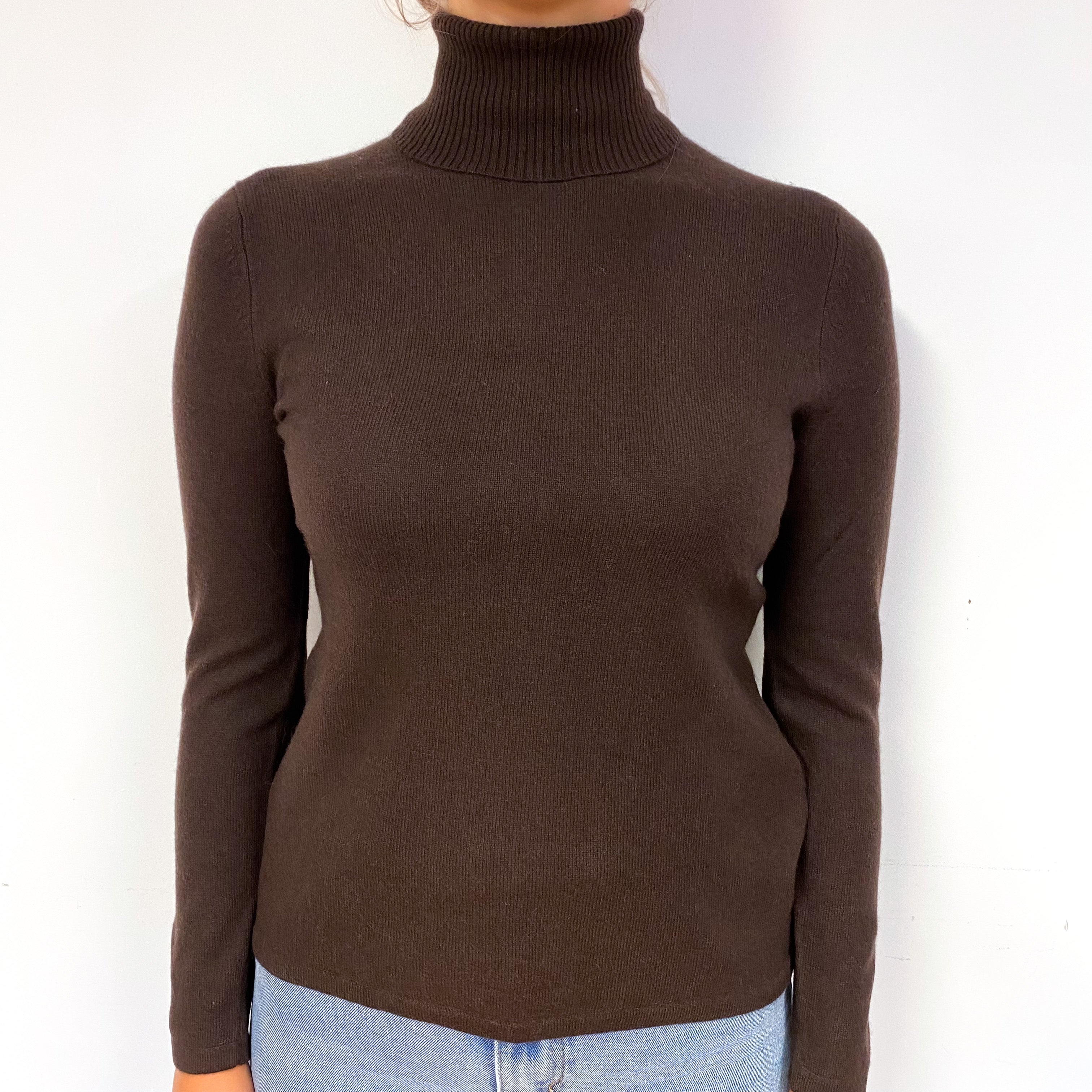 Peppercorn Brown Cashmere Polo Neck Jumper Small
