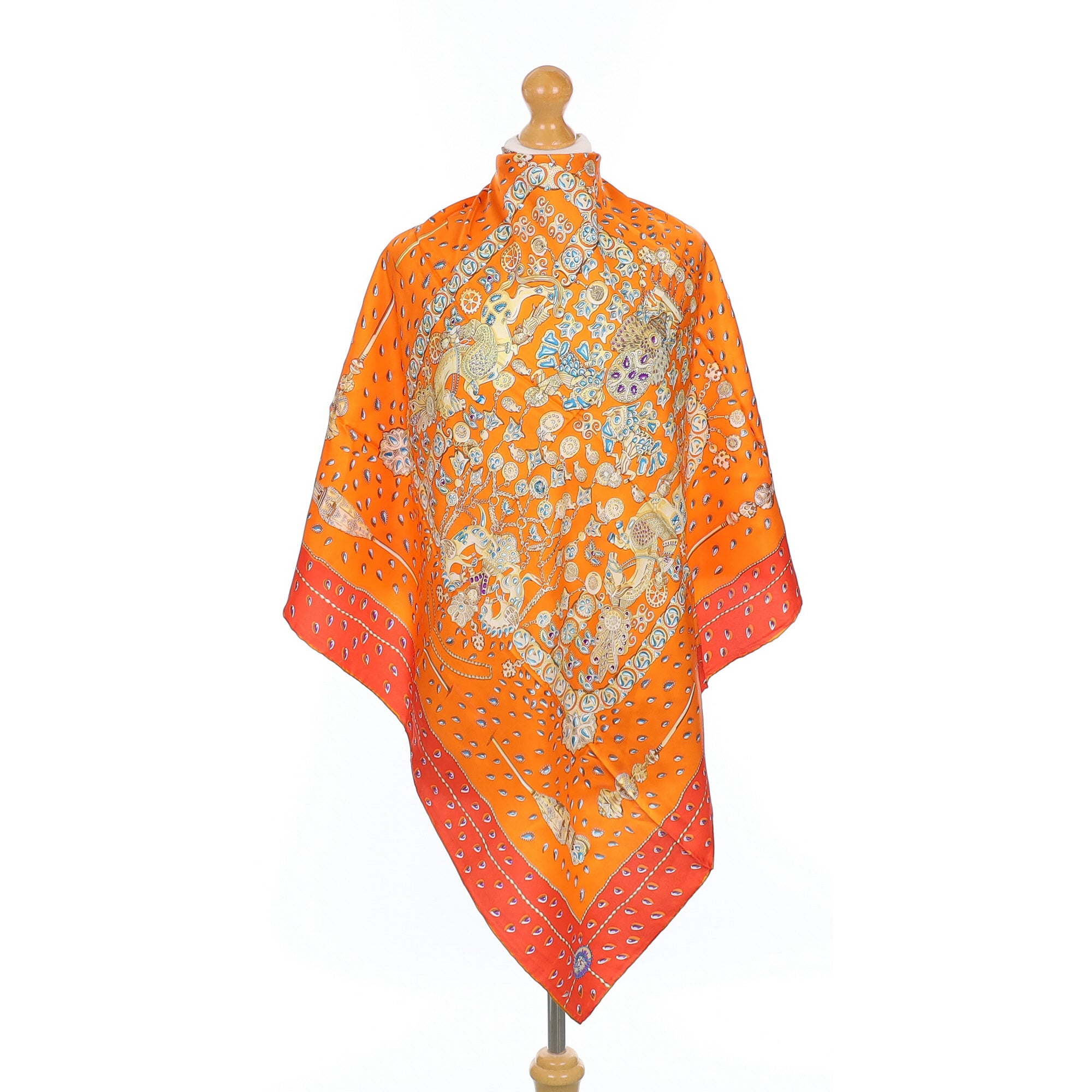Brand New Orange Trinket Design Silk Scarf