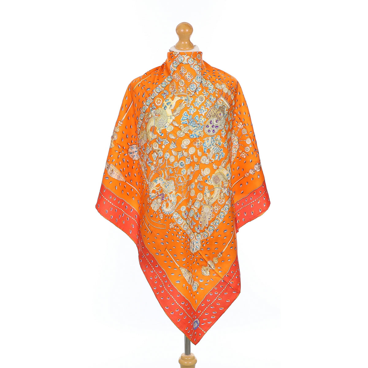 Brand New Orange Trinket Design Silk Scarf
