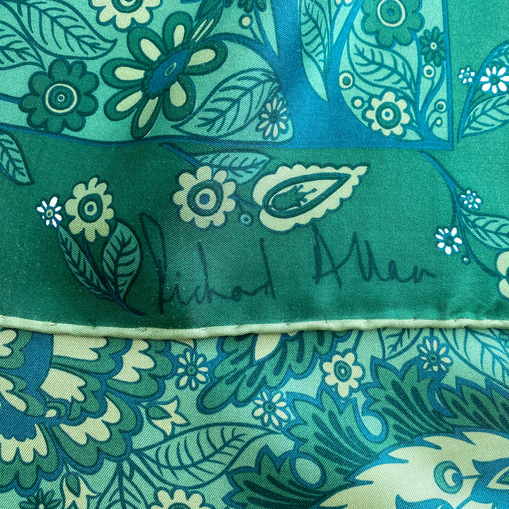 70’s Richard Allan Green Paisley Silk Scarf