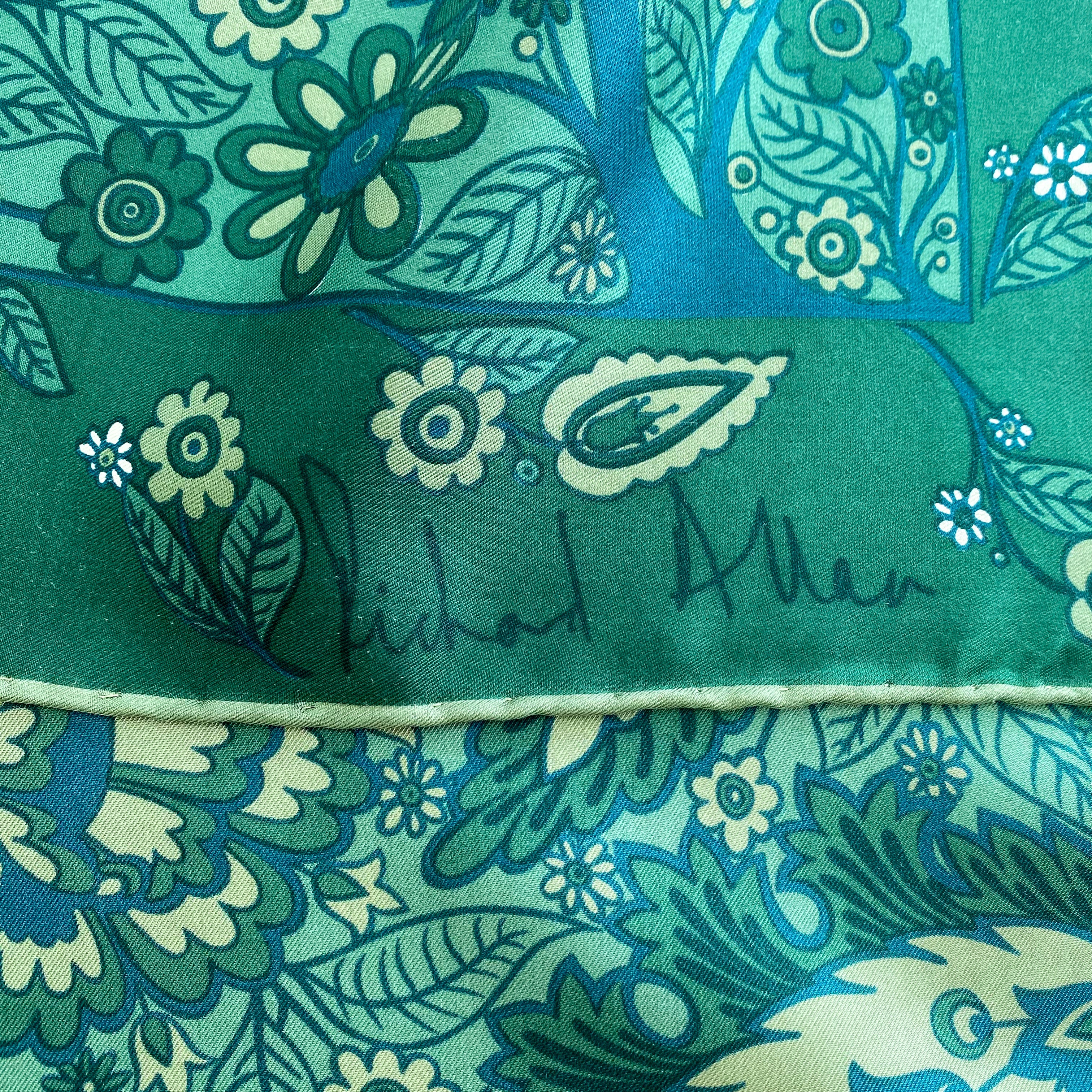 70’s Richard Allan Green Paisley Silk Scarf
