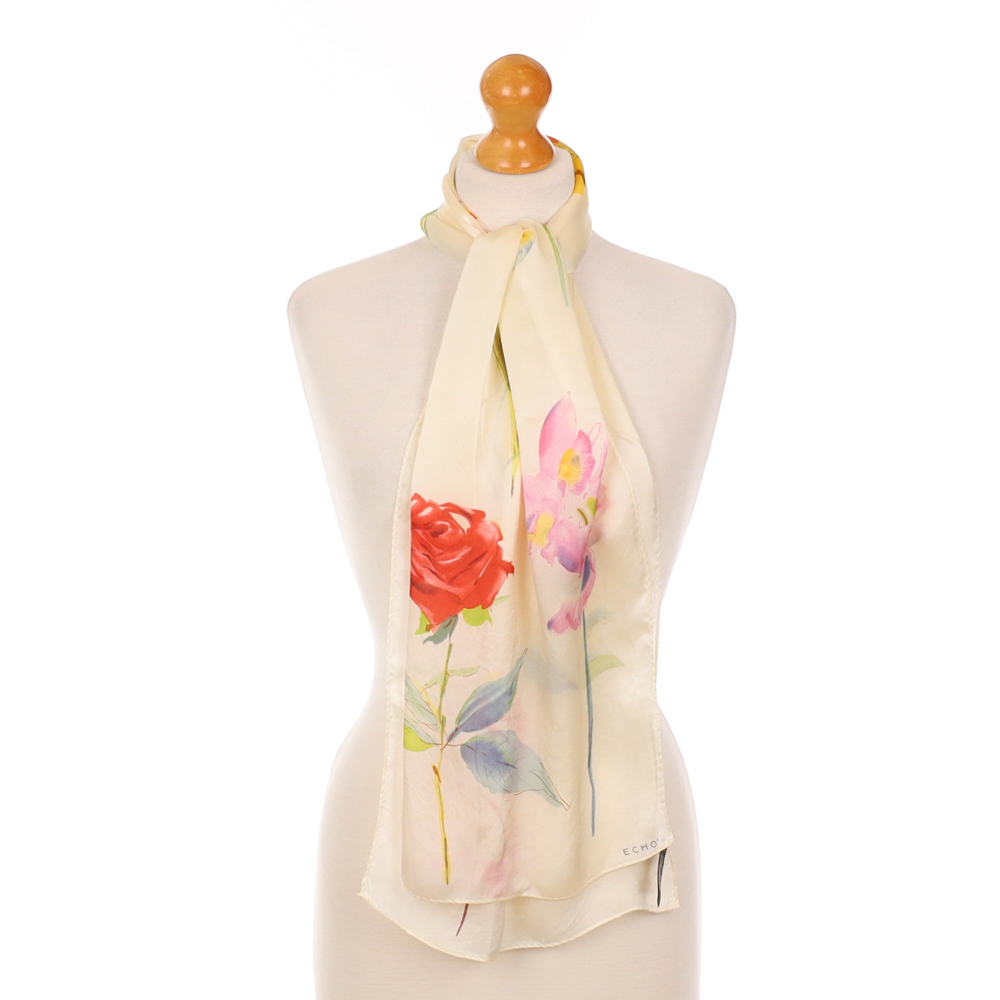 Echo Cream Floral Silk Scarf