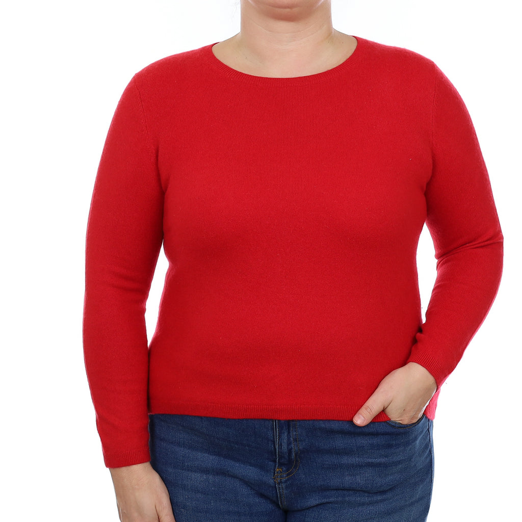 Post Box Red Cashmere Crew Neck Jumper Large