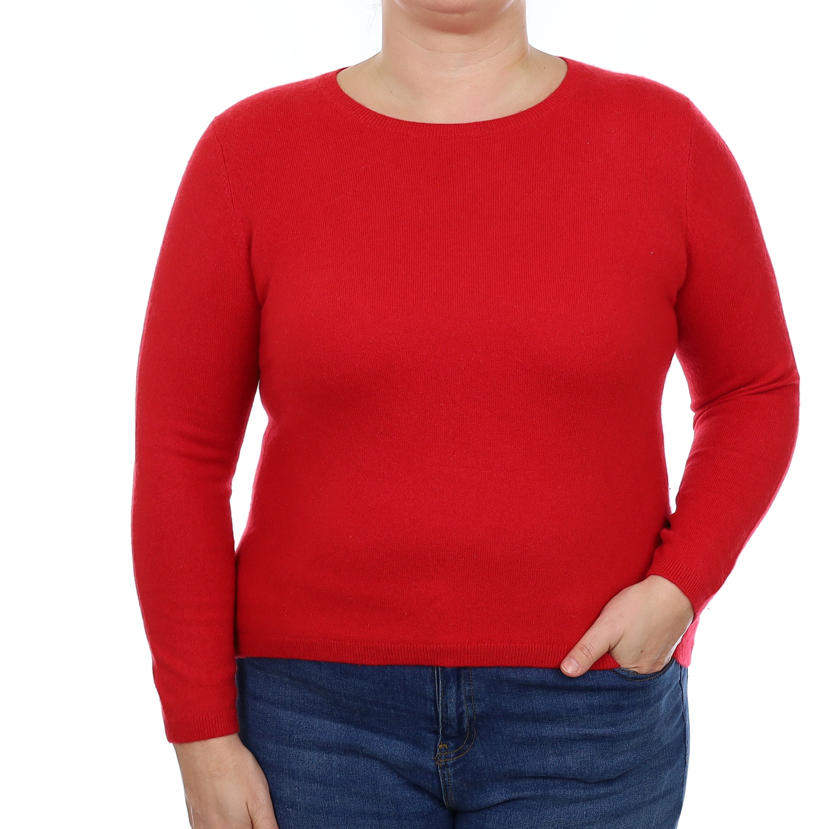 Post Box Red Cashmere Crew Neck Jumper Large