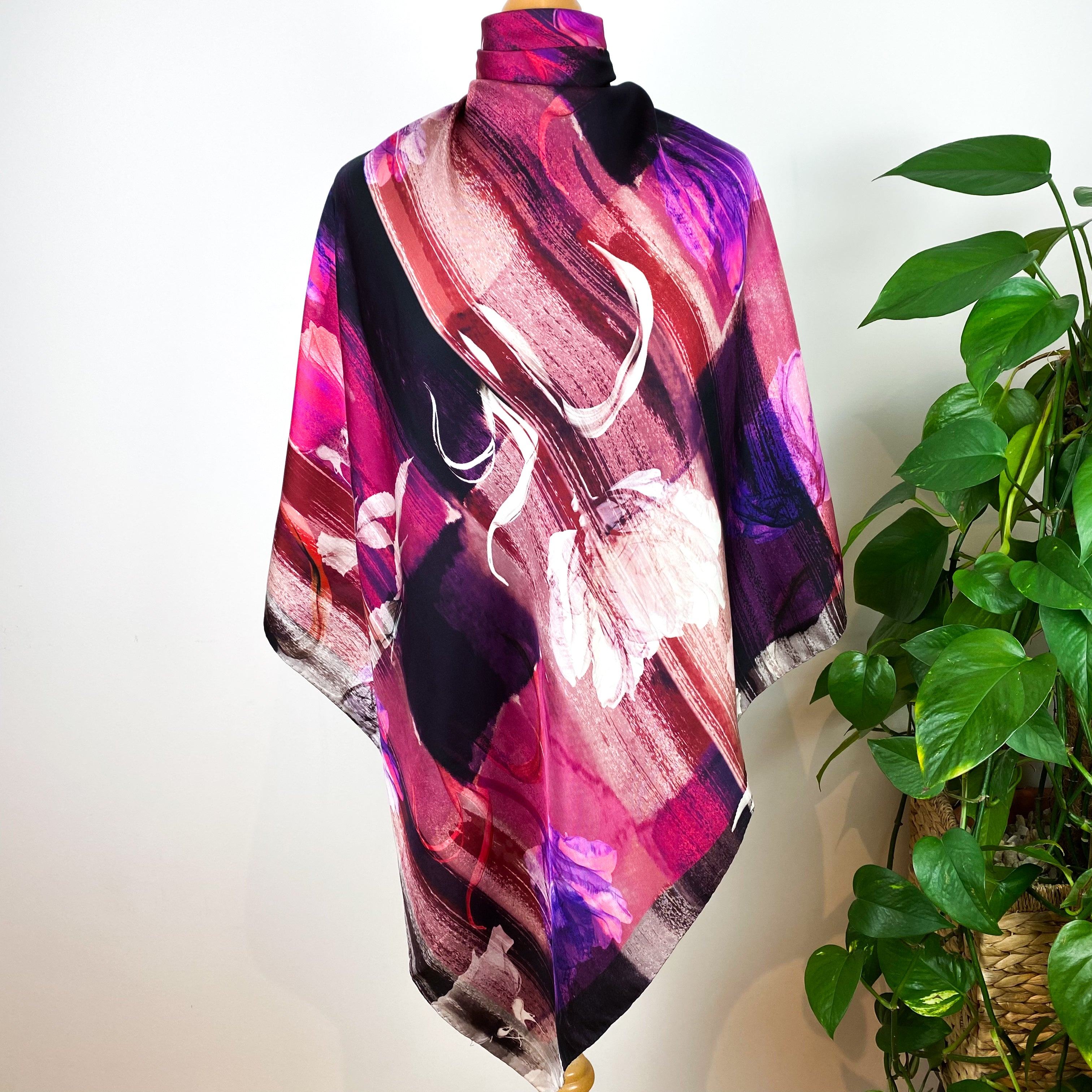 Abstract Floral Silk Scarf