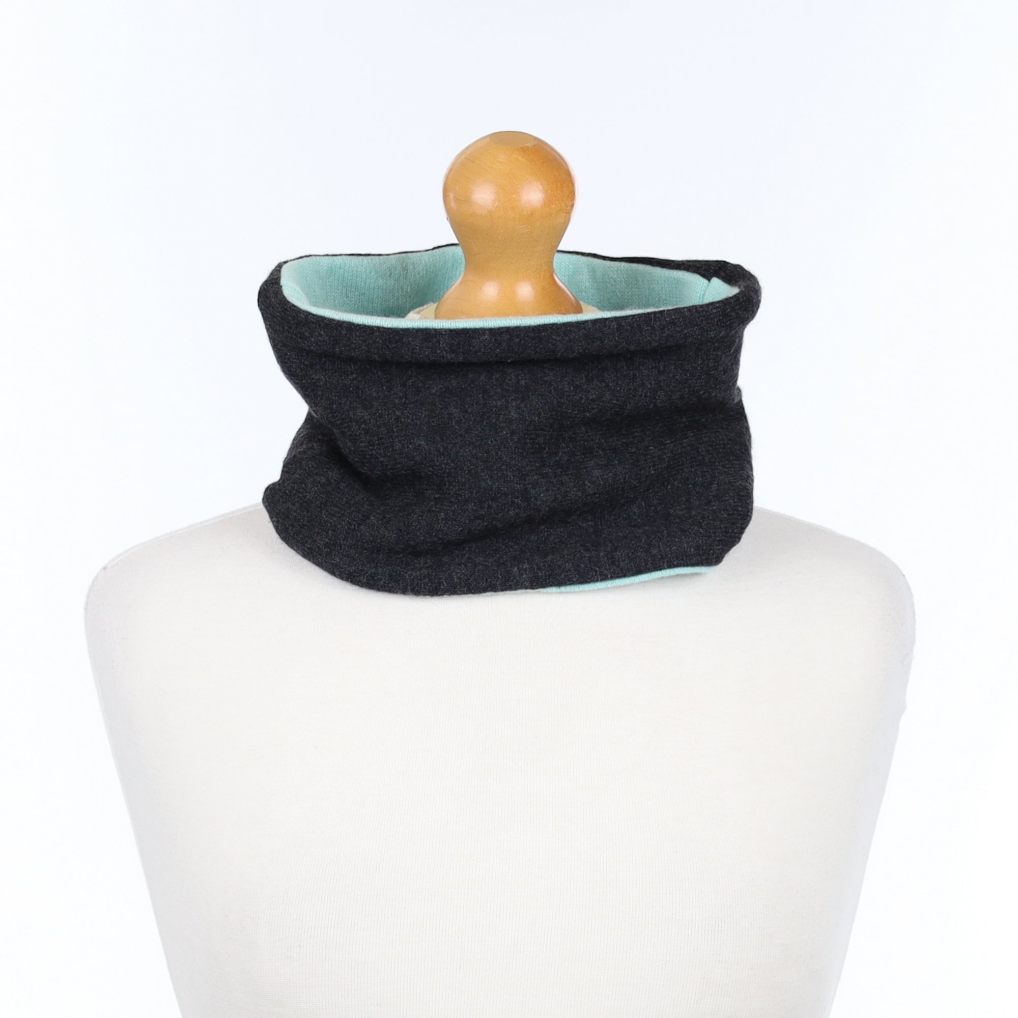 Charcoal Grey and Mint Green Neck Warmer