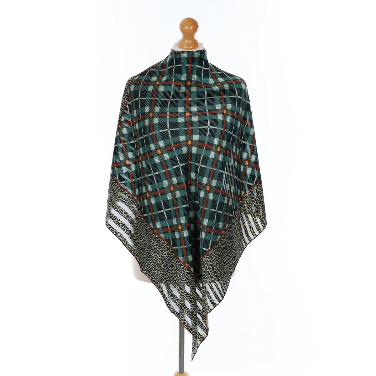 Ostinelli Check Green Vintage Silk Scarf
