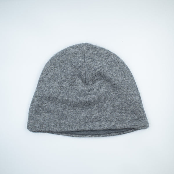 Mid Grey and Grey/Black Striped Cashmere Beanie Hat