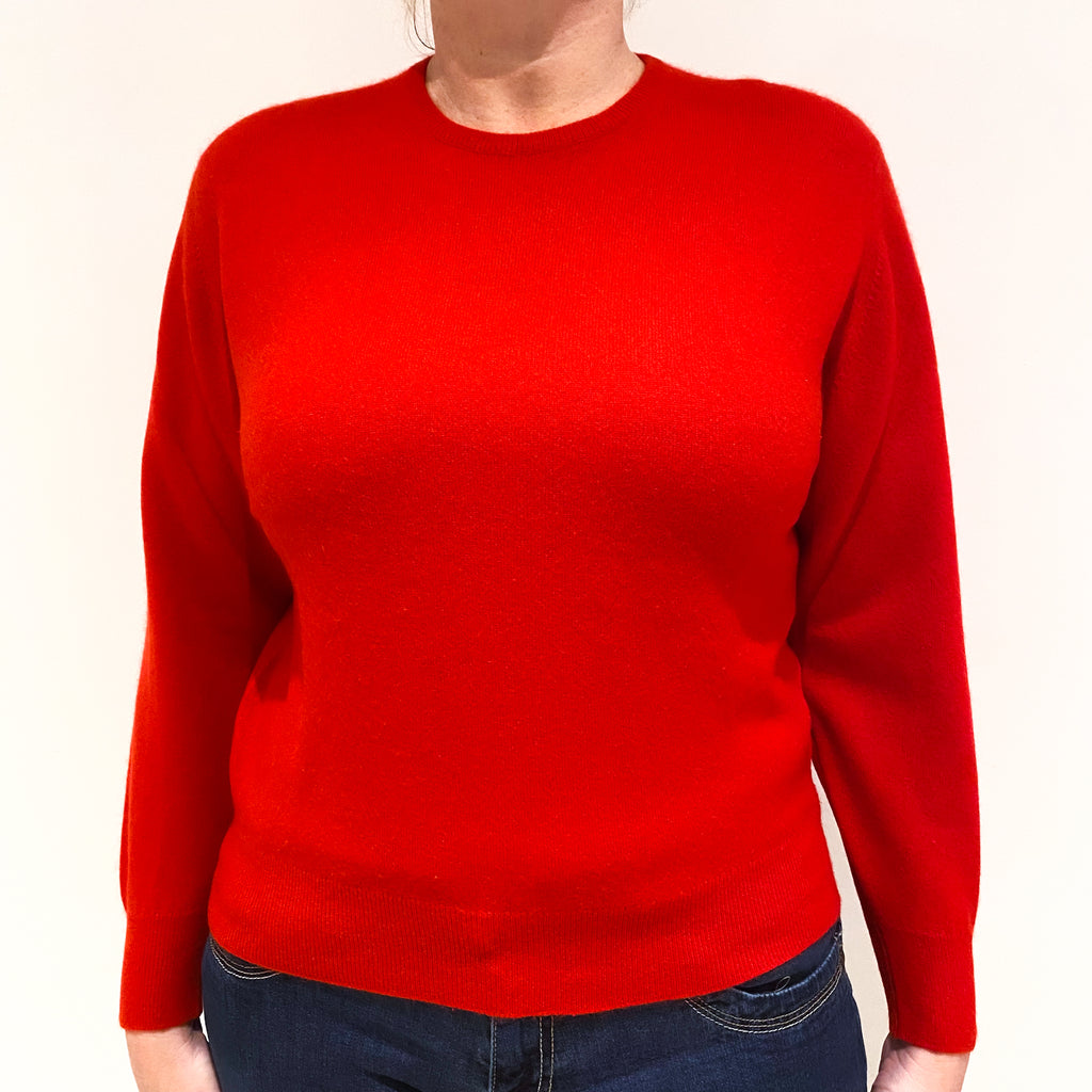 Post Box Red Cashmere Crew Neck Jumper Large