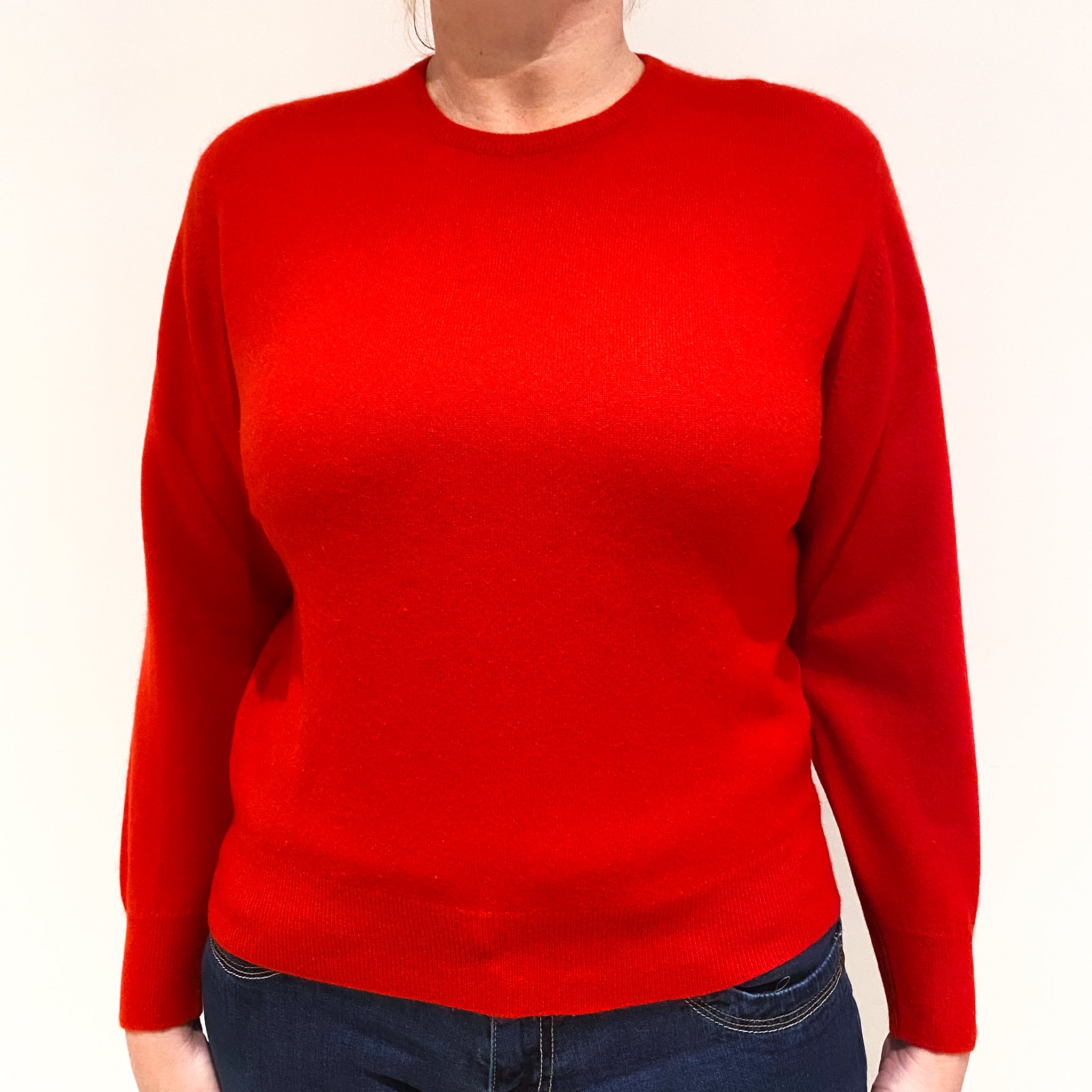 Post Box Red Cashmere Crew Neck Jumper Large
