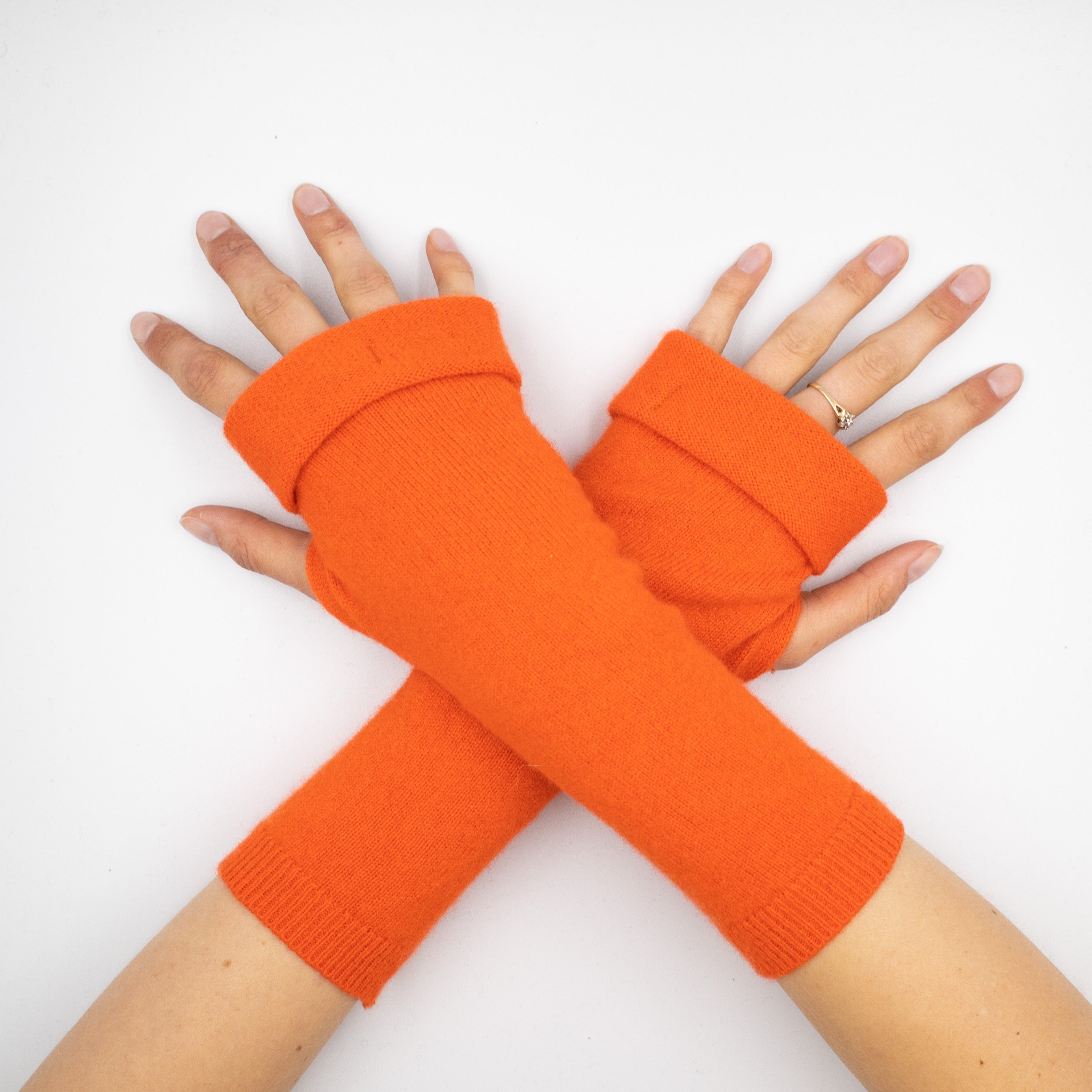 Fiery Orange Fingerless Gloves
