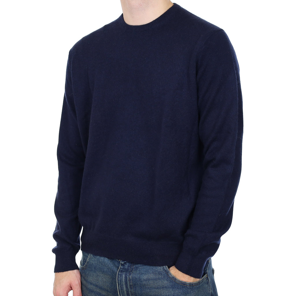 Men’s Dark Navy Blue Cashmere Crew Neck Jumper Large