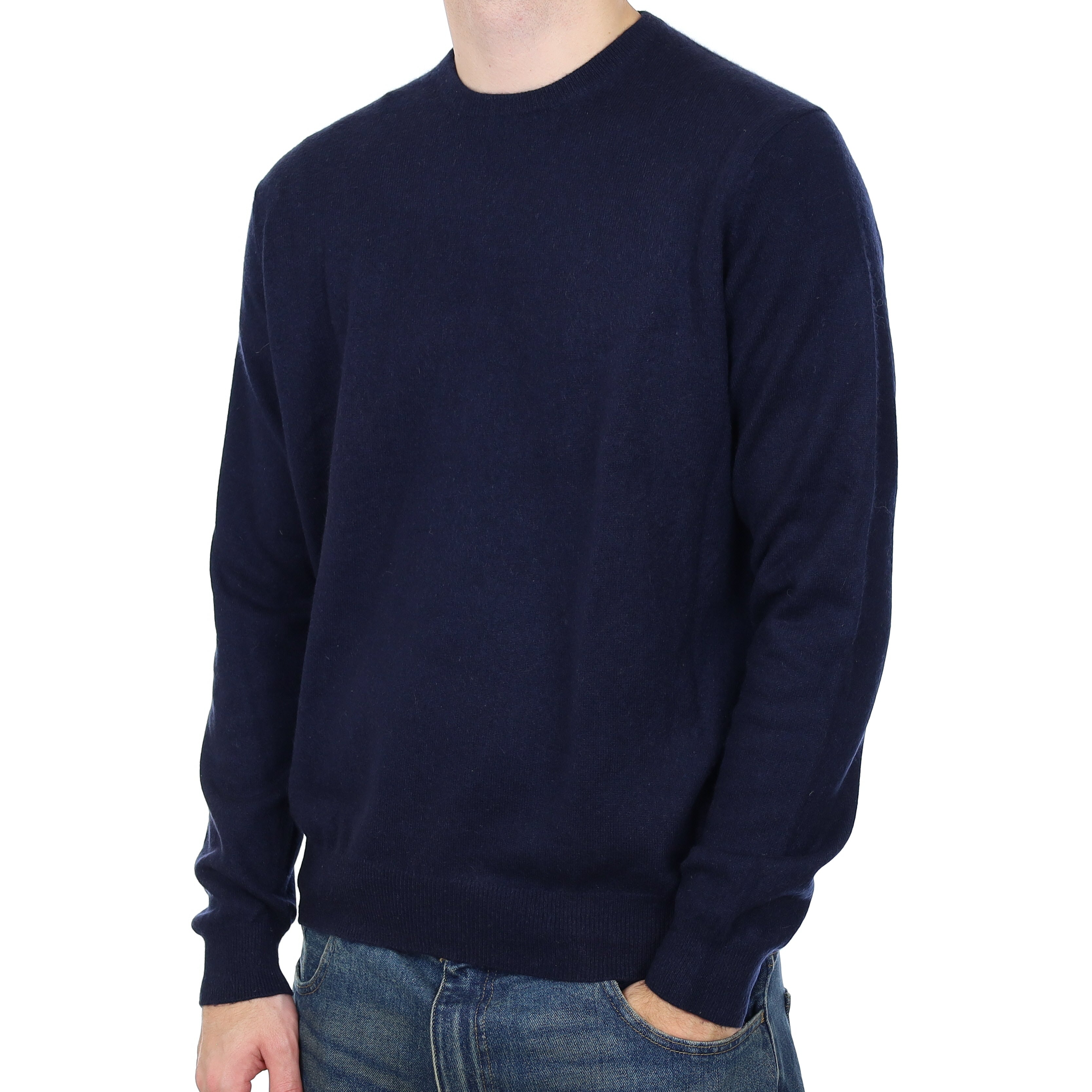 Men’s Dark Navy Blue Cashmere Crew Neck Jumper Large