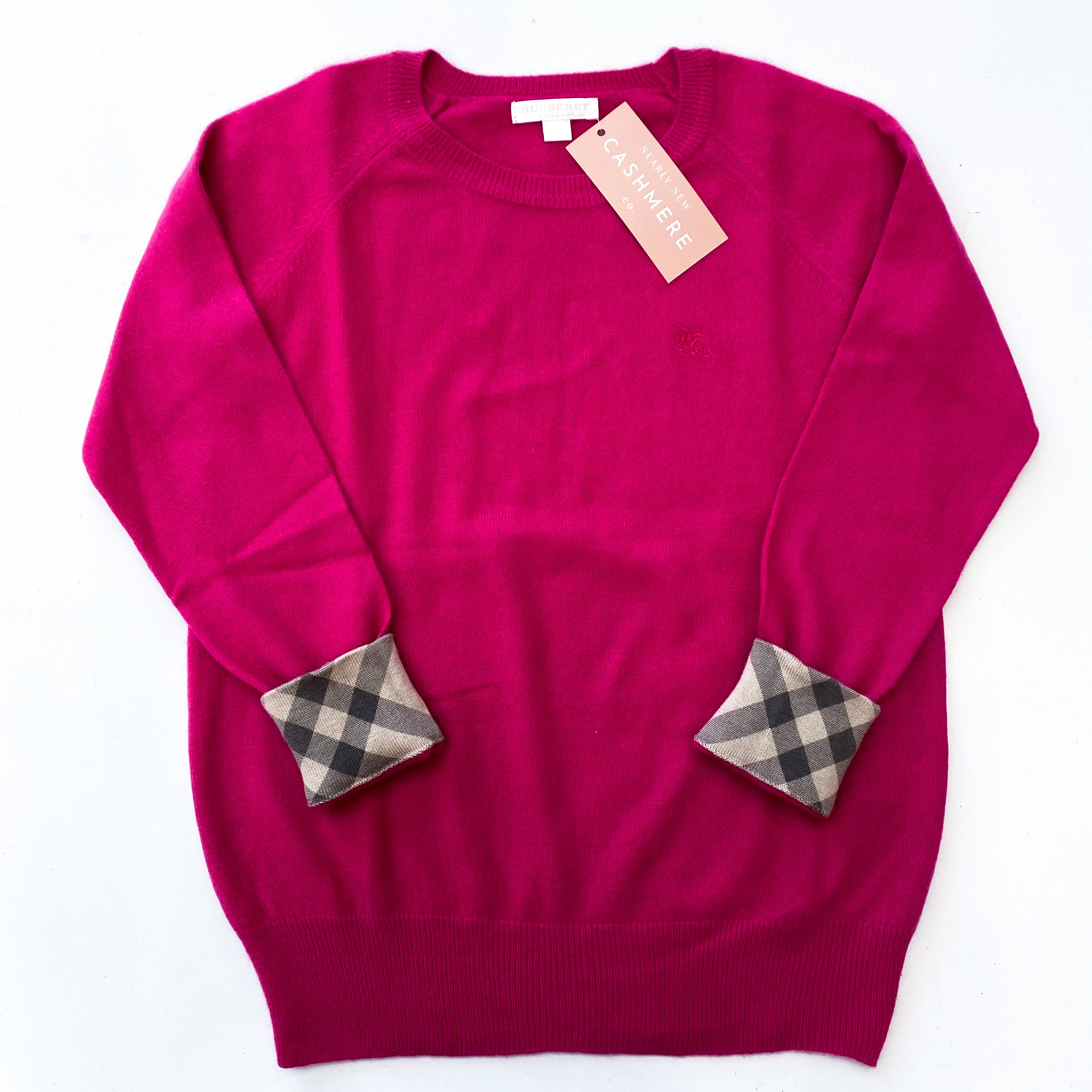 Children’s Burberry Fuchsia Pink Cashmere Crew Neck Jumper Age 12