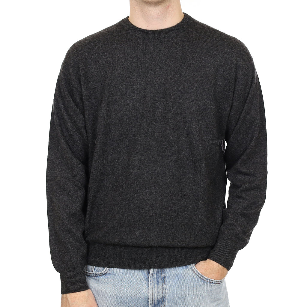 Men's Charcoal Grey Cashmere Crew Neck Jumper Large